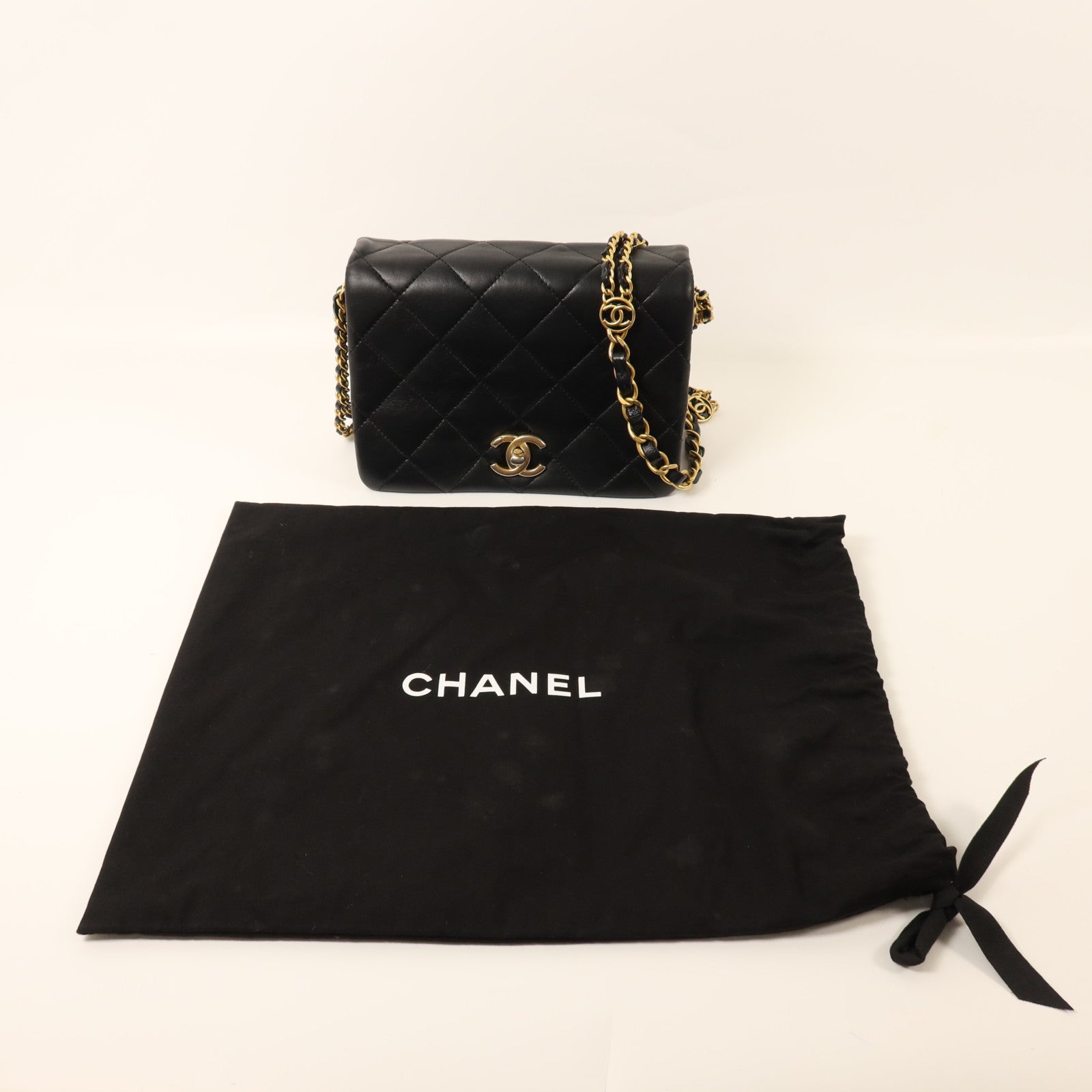 CHANEL 【激減優惠】牛皮皮革Chain Shoulder金扣鏈帶肩背袋