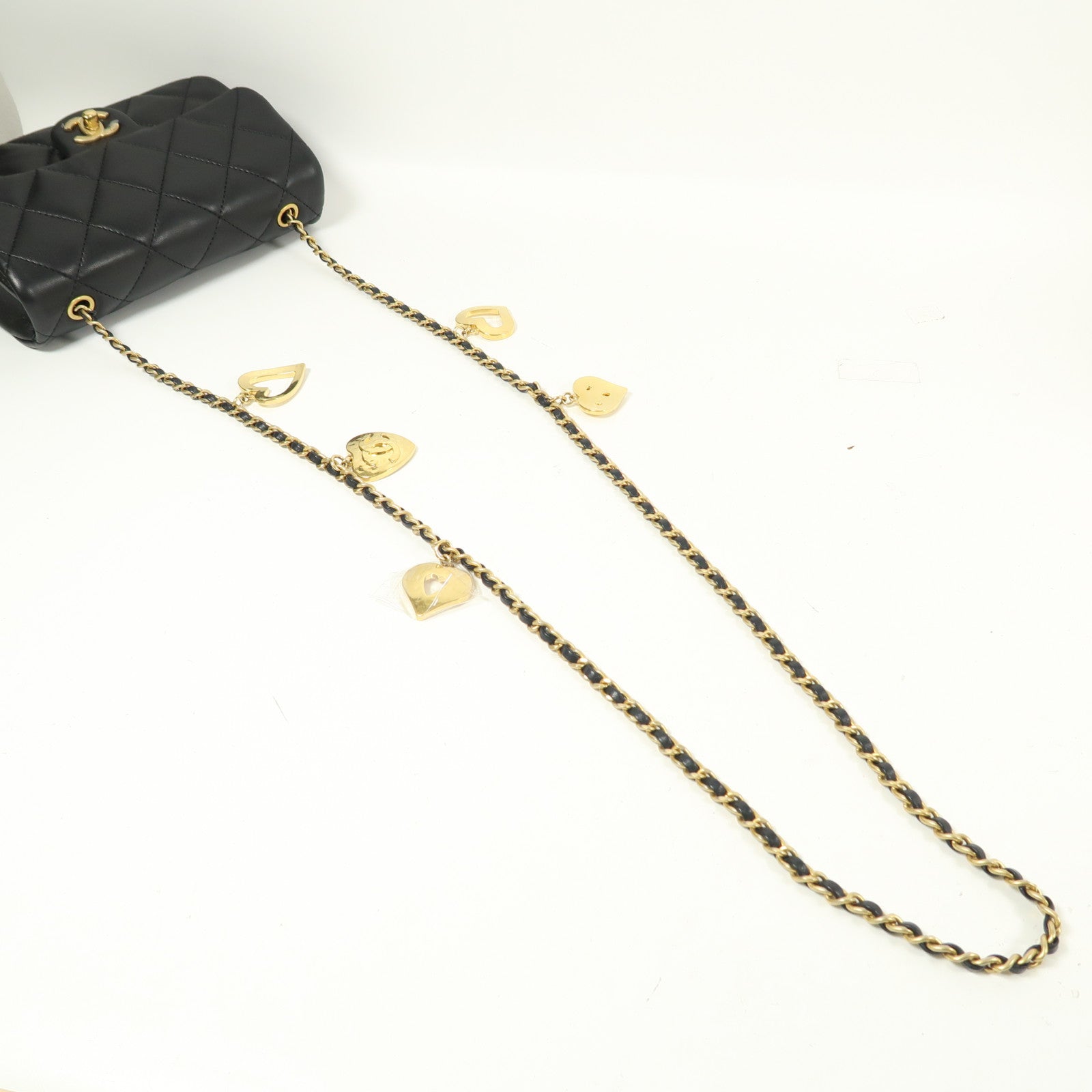 CHANEL 【激減優惠】羊皮皮革Chain Shoulder金扣鏈帶肩背袋黑色