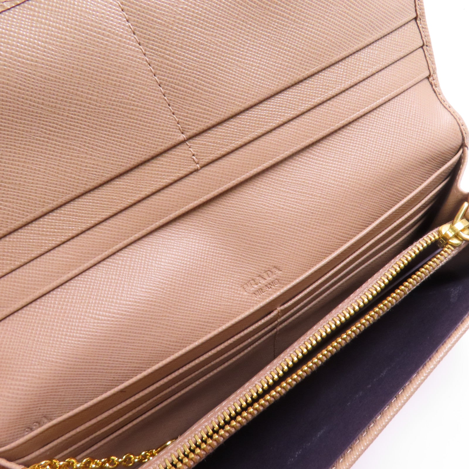 PRADA GHW Long Wallet 1M1132 Saffiano Leather Pink Cammeo