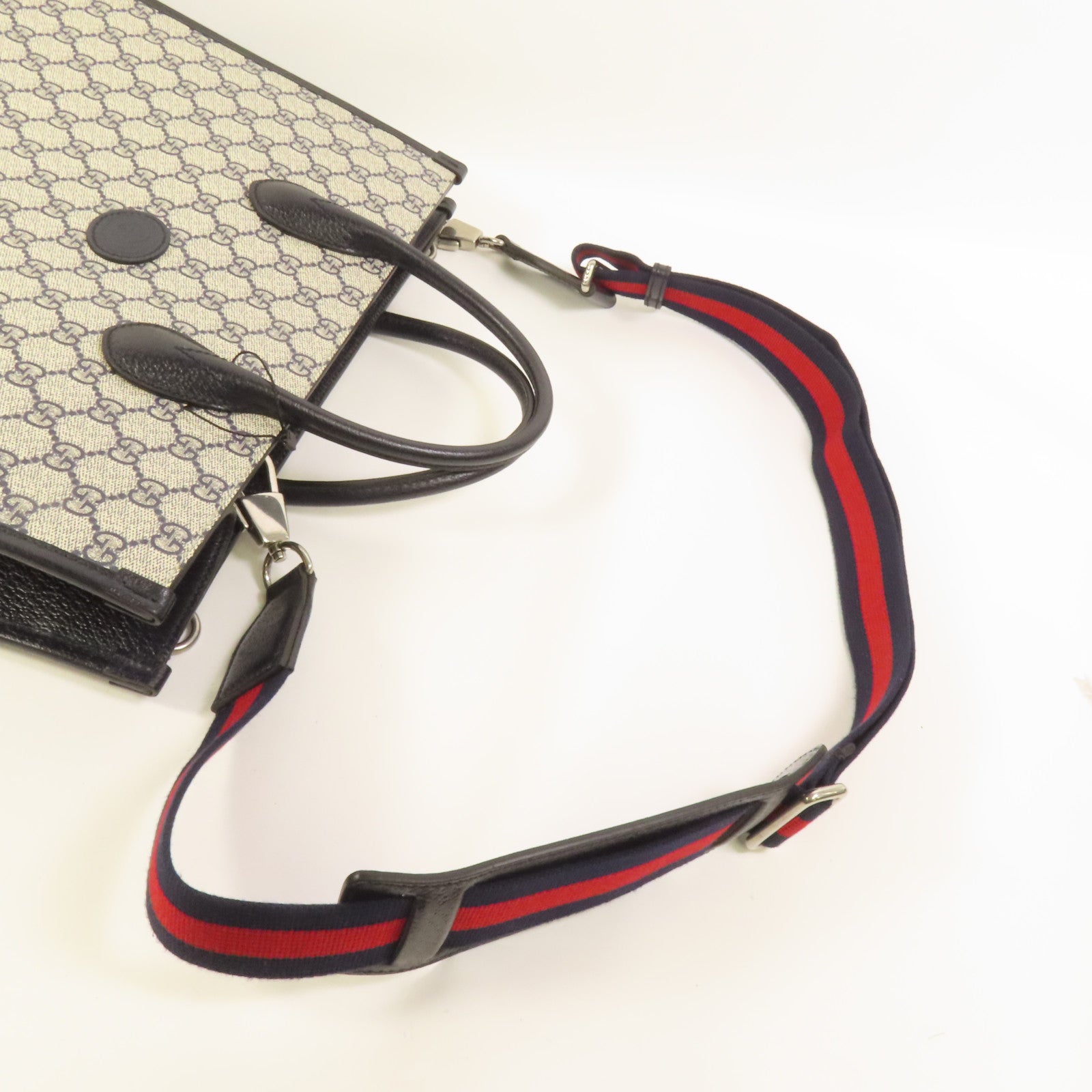 GUCCI 塗層帆布Interlocking G Medium Tote銀扣手挽肩背兩用袋