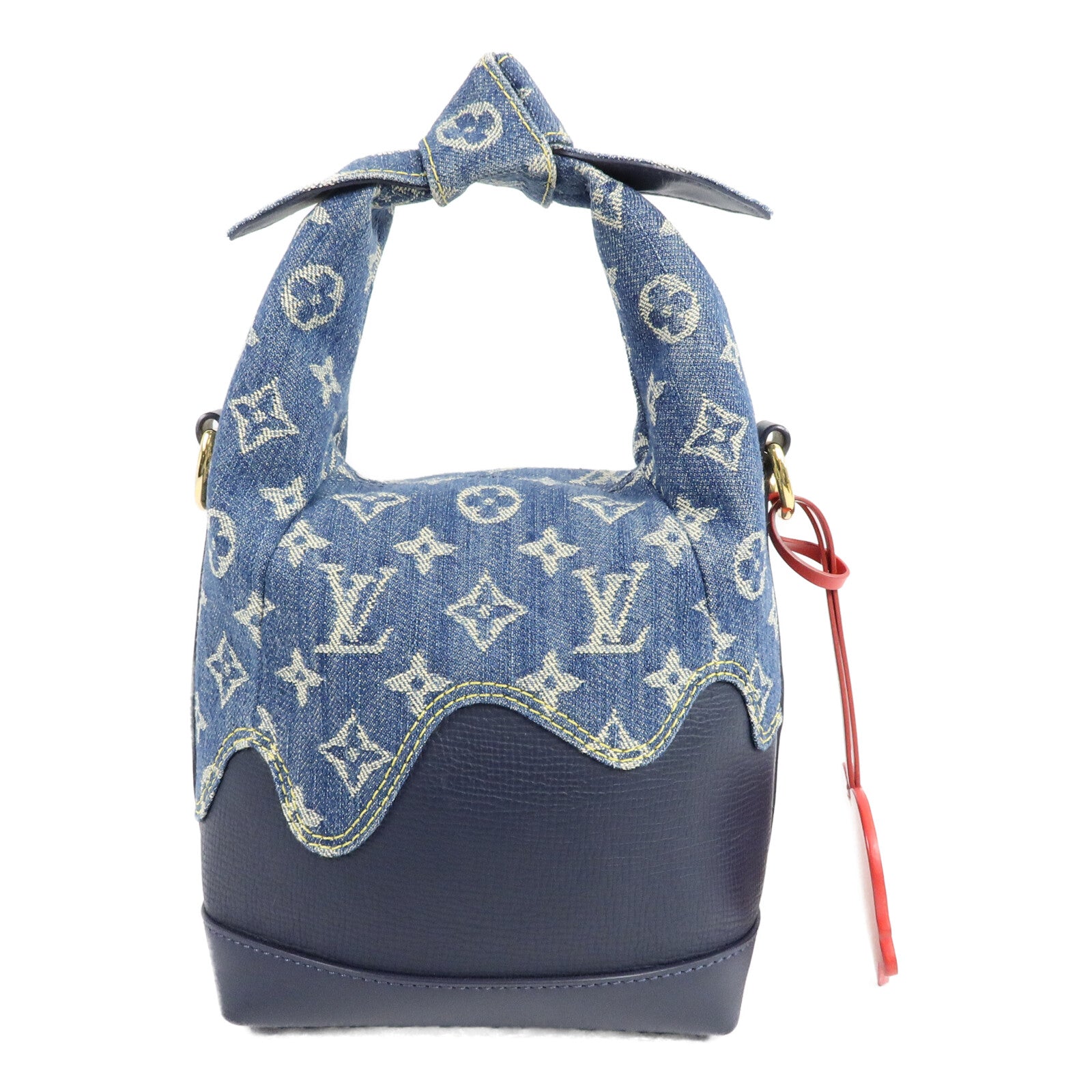 LOUIS VUITTON Monogram Denim/Taurillon Japanese Cruiser手挽肩背兩用袋