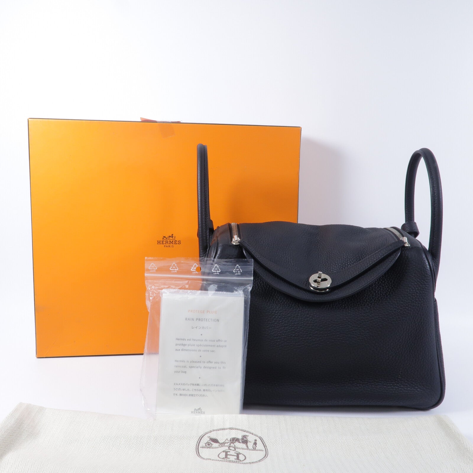 HERMES Clemence皮革Lindy 30手挽肩背兩用袋Noir