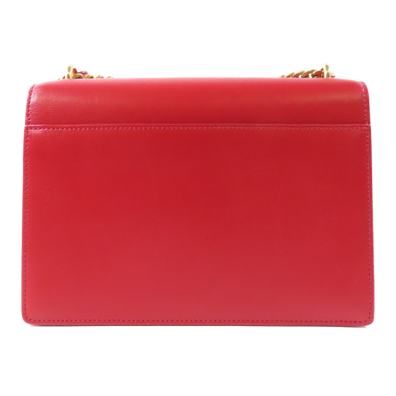 SAINT LAURENT 牛皮皮革Chain Shoulder金扣鏈帶肩背袋紅色