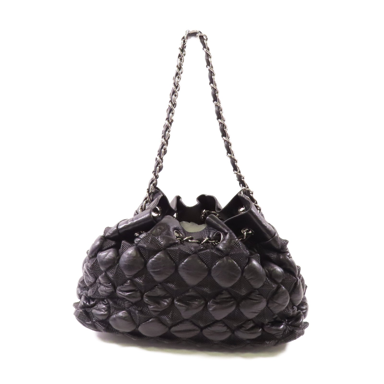 CHANEL 牛皮皮革Shoulder Bag銀扣肩背袋