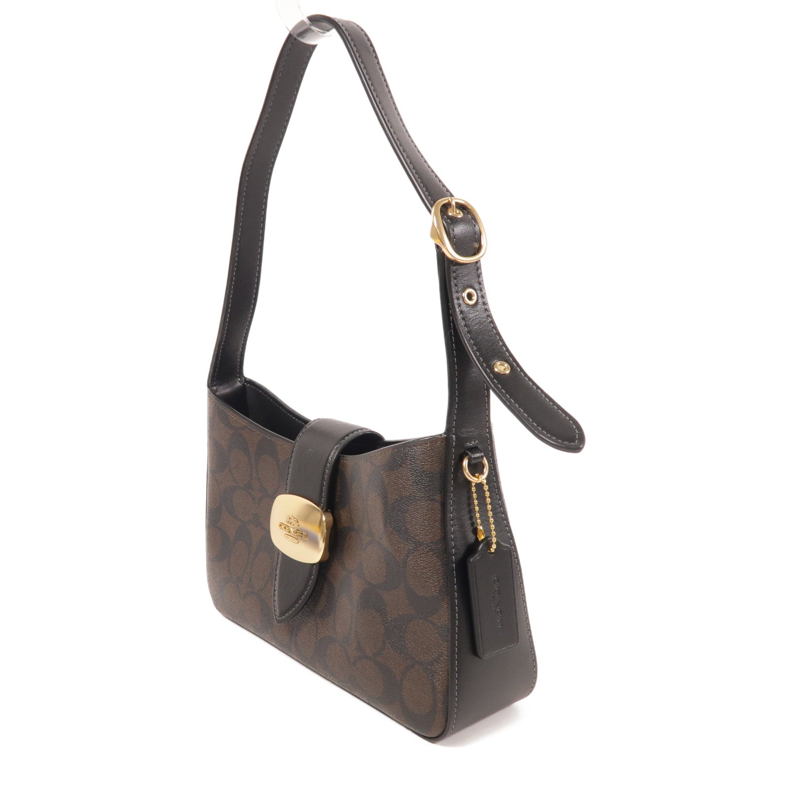 COACH 塗層帆布Shoulder Bag金扣肩背袋