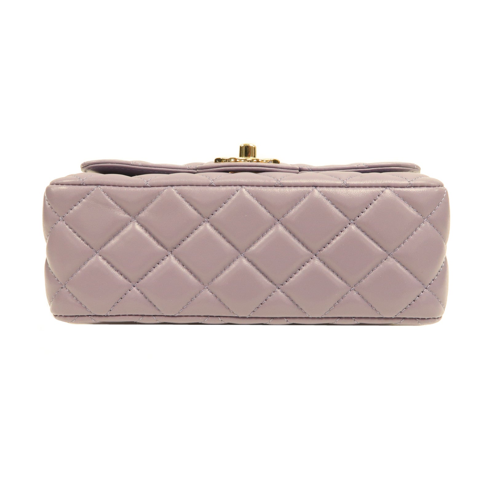 CHANEL 菱格羊皮皮革Mini Flap with Top Handle金扣手挽肩背兩用袋紫色