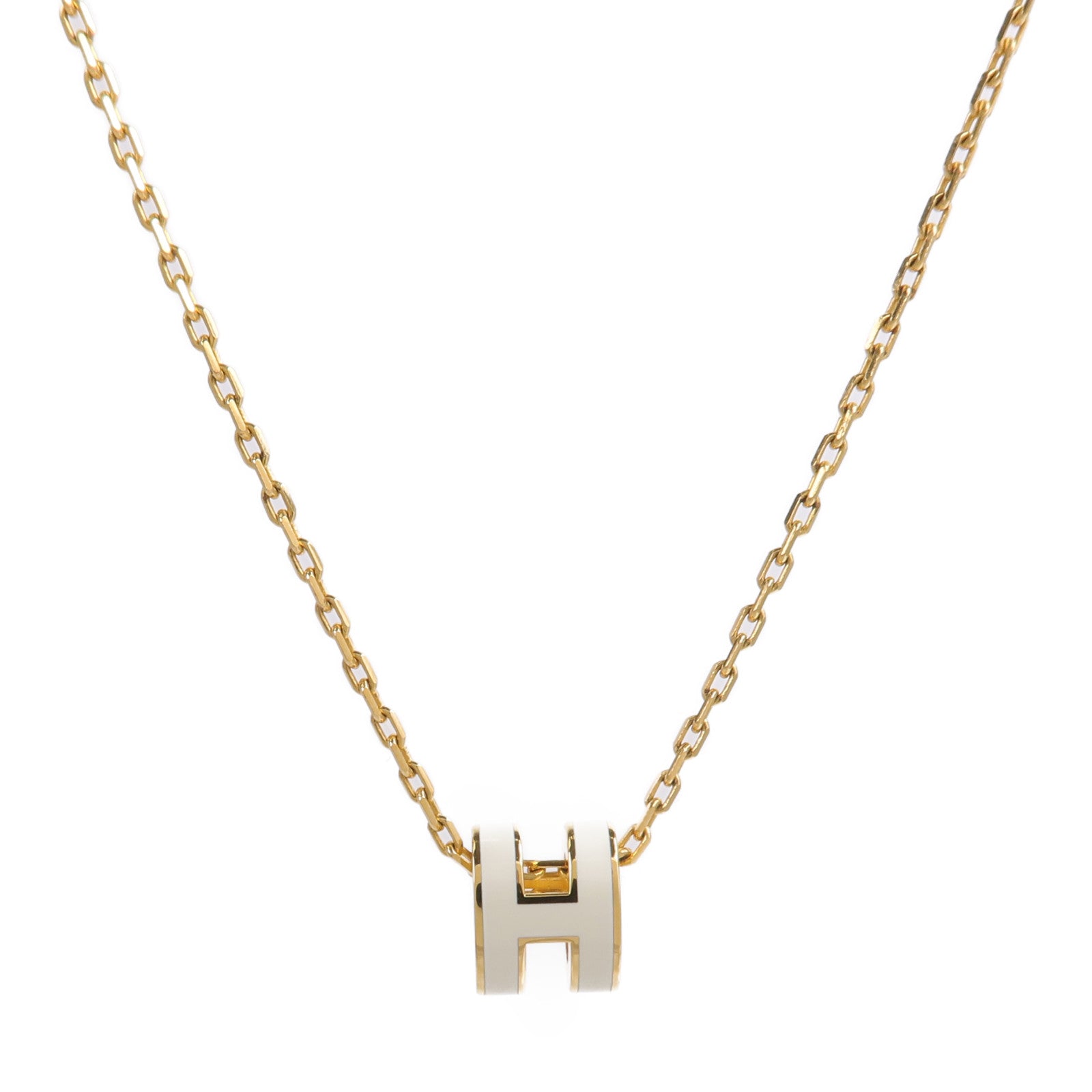HERMES 金屬Mini Pop H Necklace項鍊Blanc