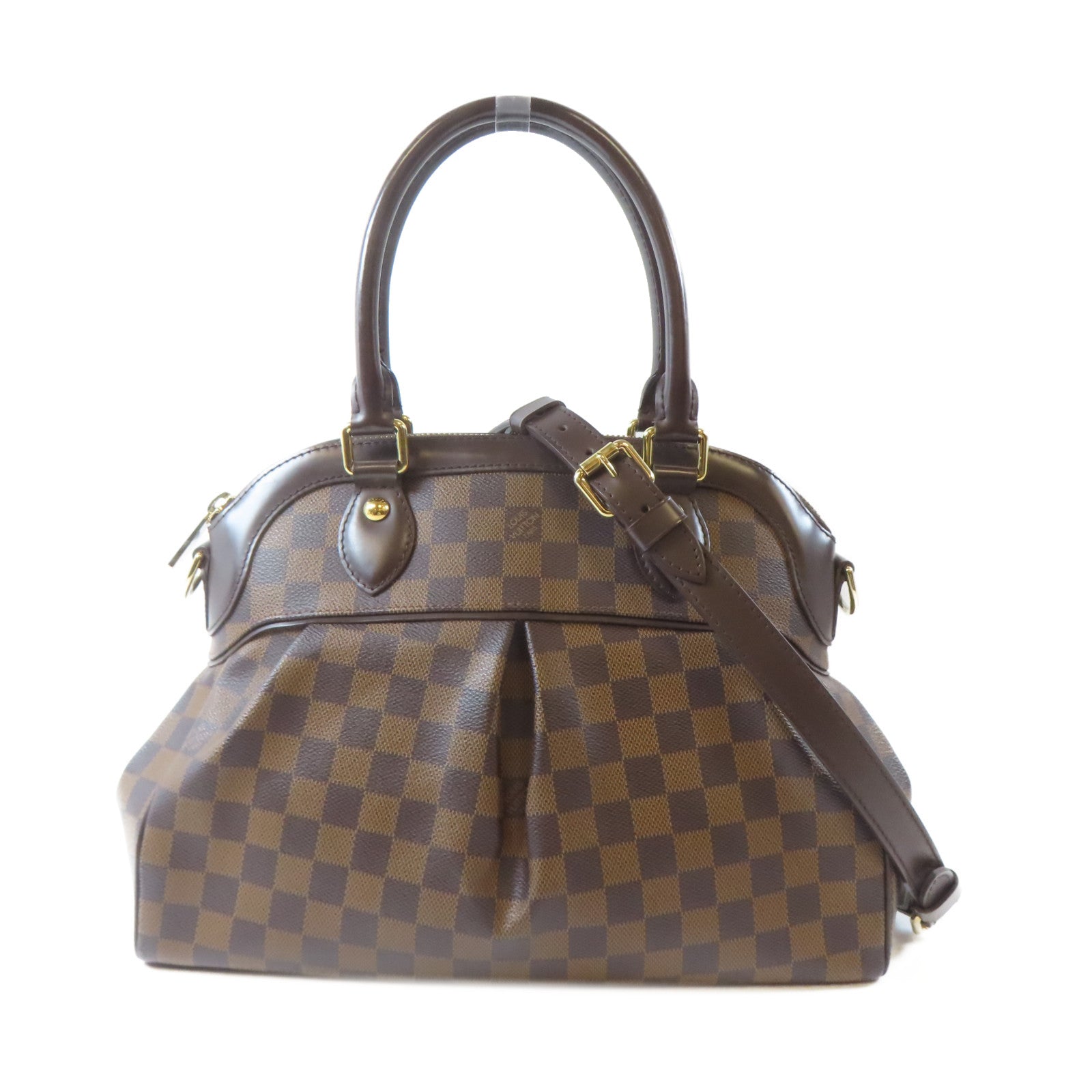 LOUIS VUITTON 【激減優惠】Damier Trevi PM金扣手挽肩背兩用袋啡色