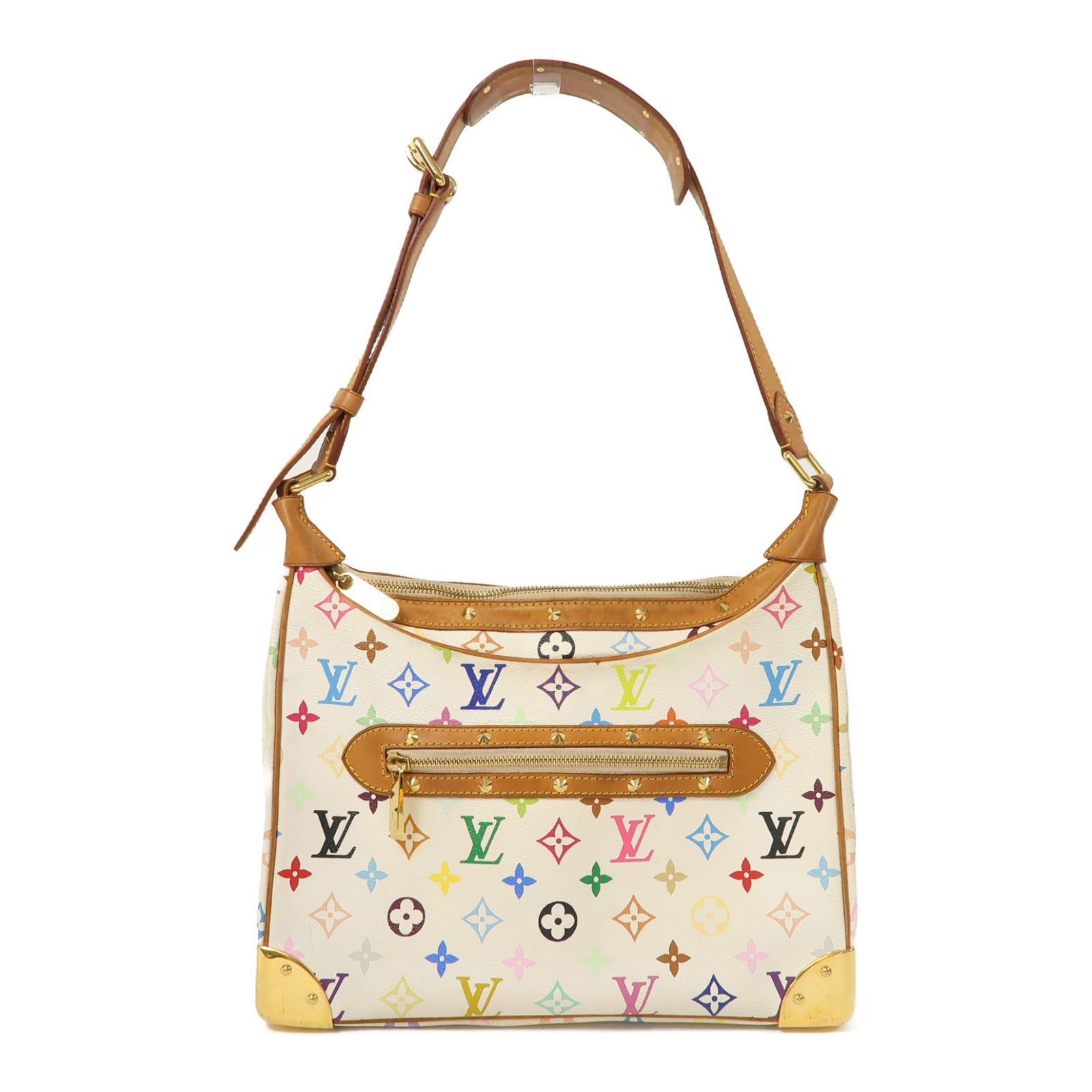 LOUIS VUITTON Monogram Multicolore Boulogne金扣肩背袋白色
