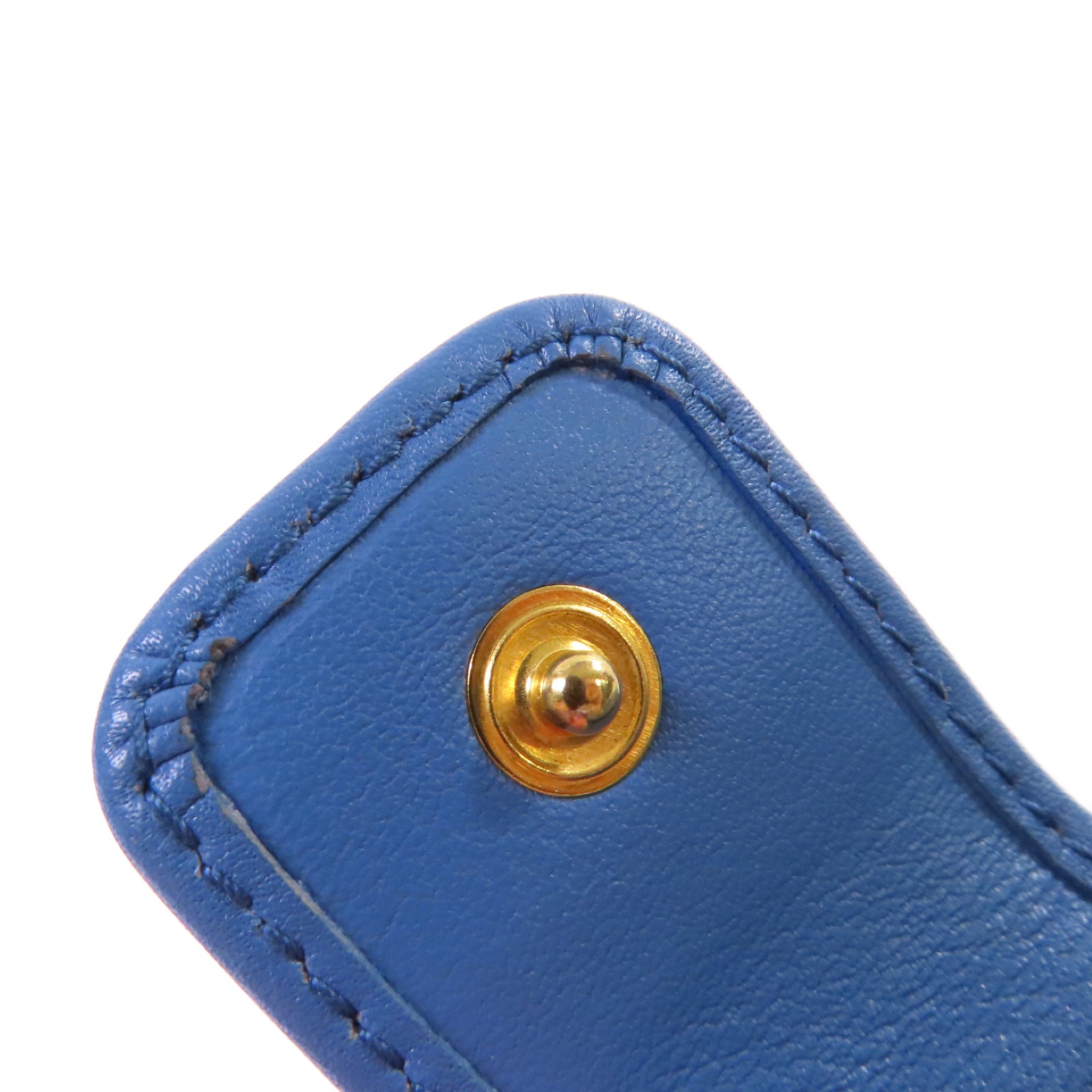 PRADA 牛皮皮革Round Zip Wallet金扣拉鏈短錢包淺藍色