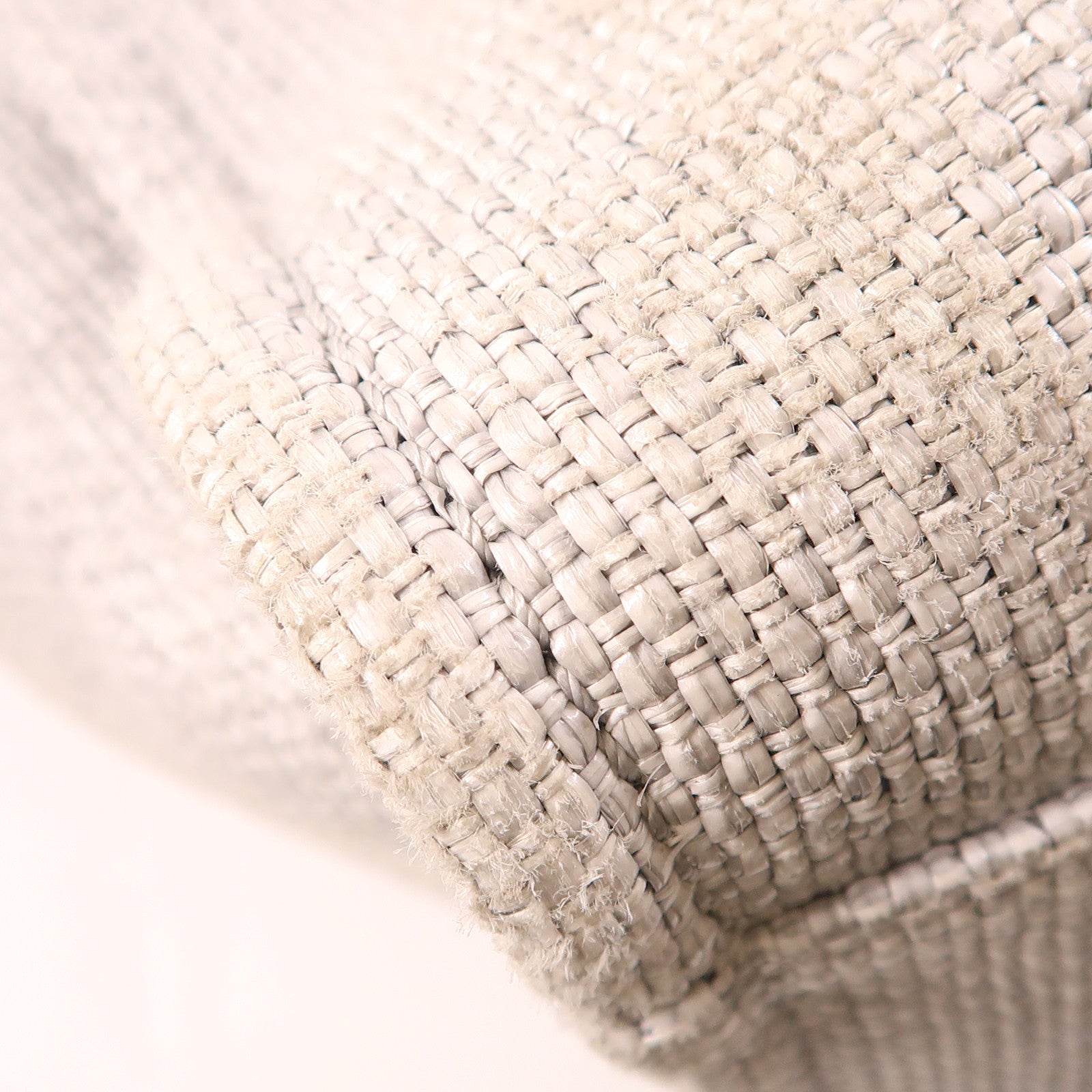 CHANEL Straw Deauville Tote銀扣手挽肩背兩用袋灰色/黑色