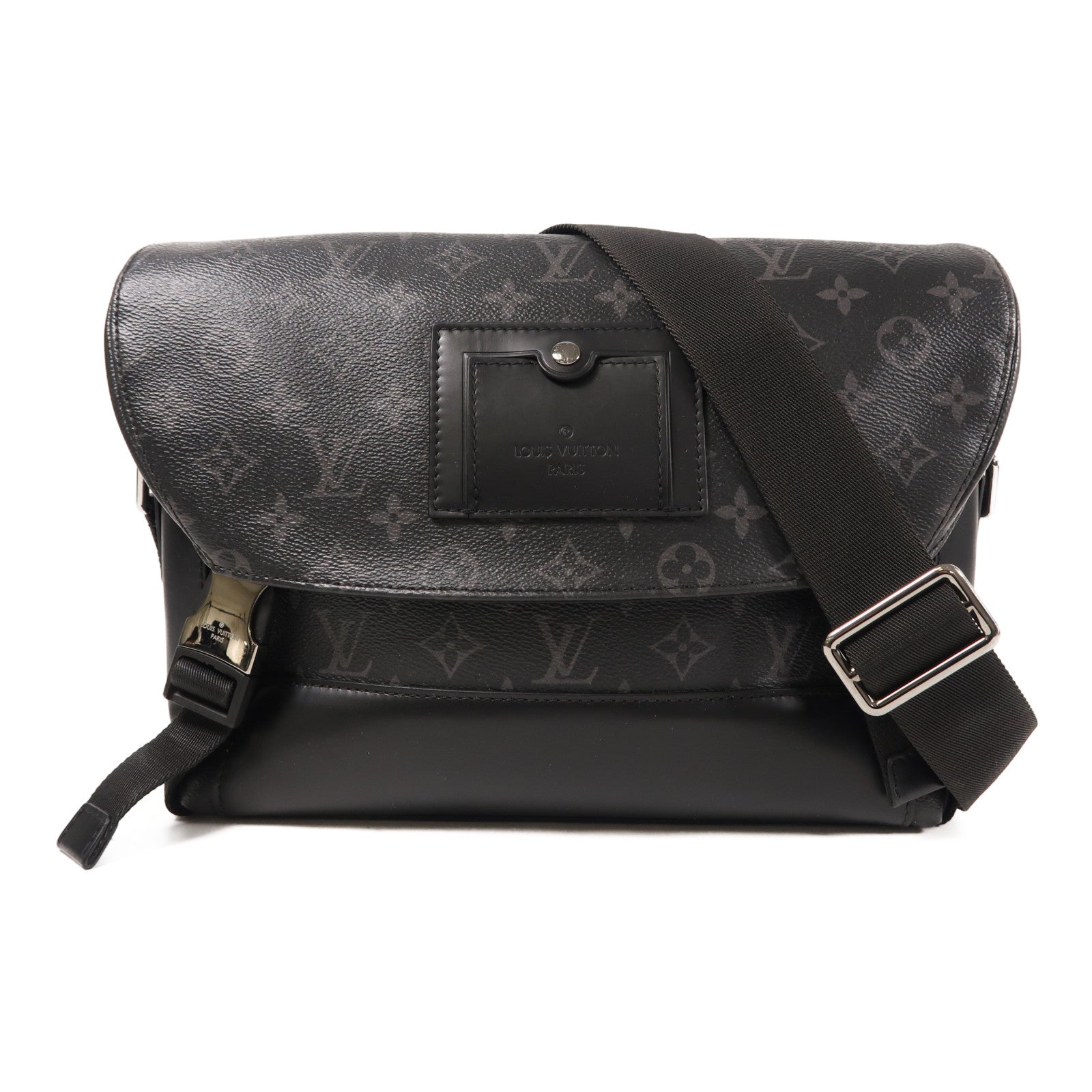 LOUIS VUITTON Monogram Eclipse Messenger PM Voyager銀扣肩背袋