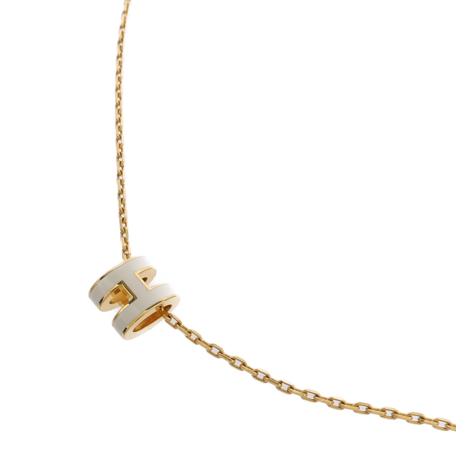 HERMES 金屬Mini Pop H Necklace項鍊Blanc