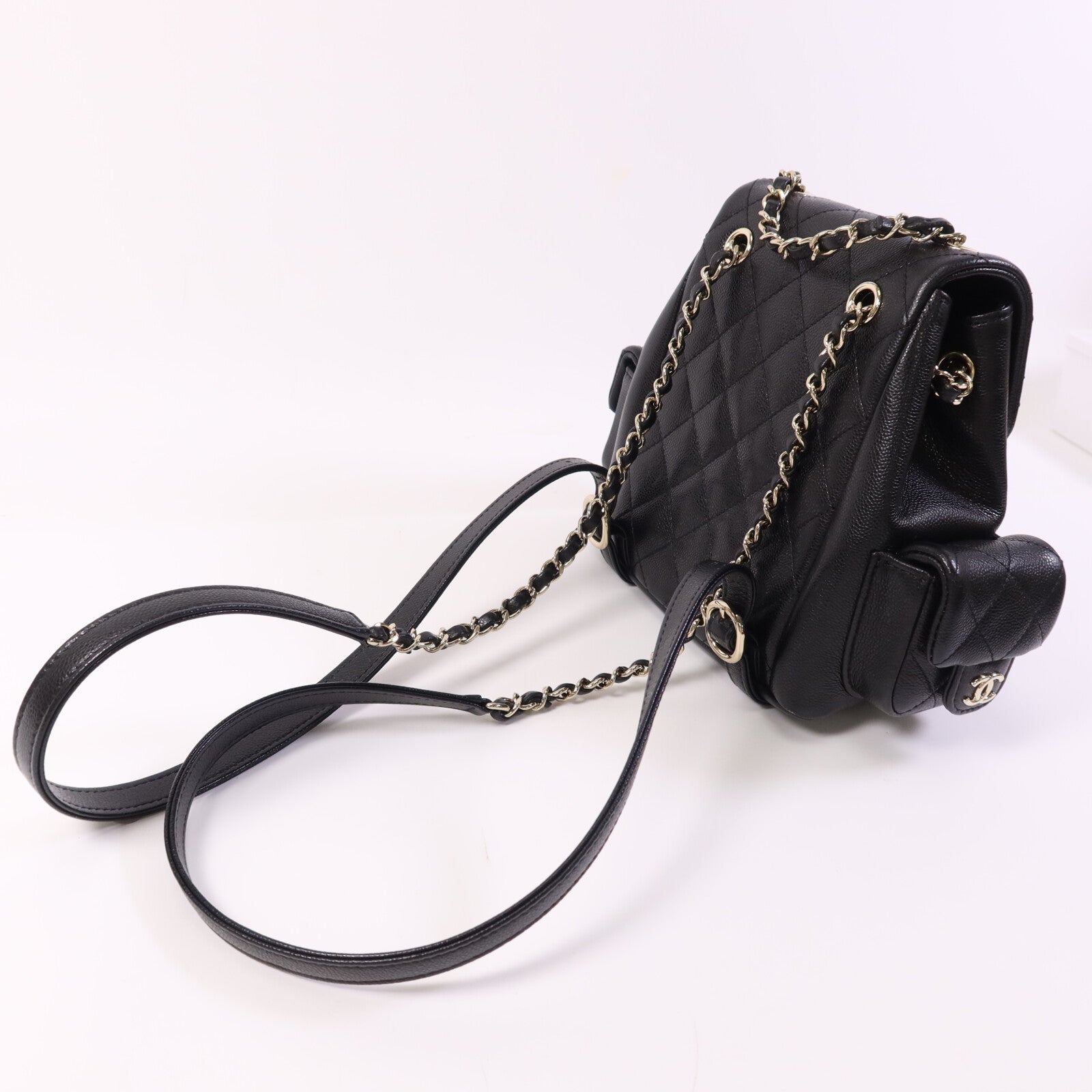 CHANEL 牛皮皮革Small Duma金扣鏈帶背包
