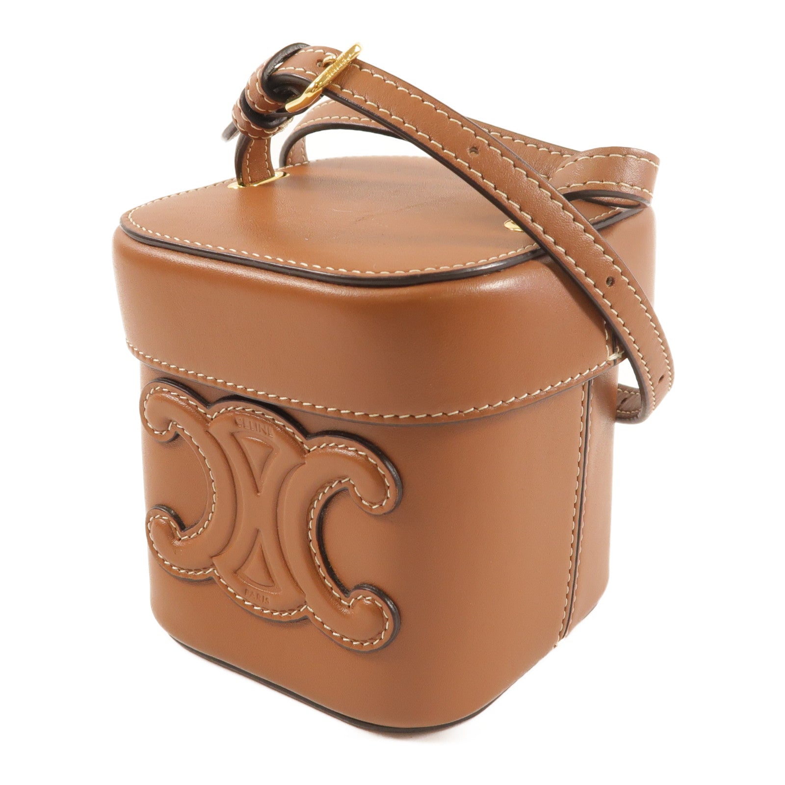 CELINE 【激減優惠】牛皮皮革Cuir Triomphe Box Small金扣肩背袋