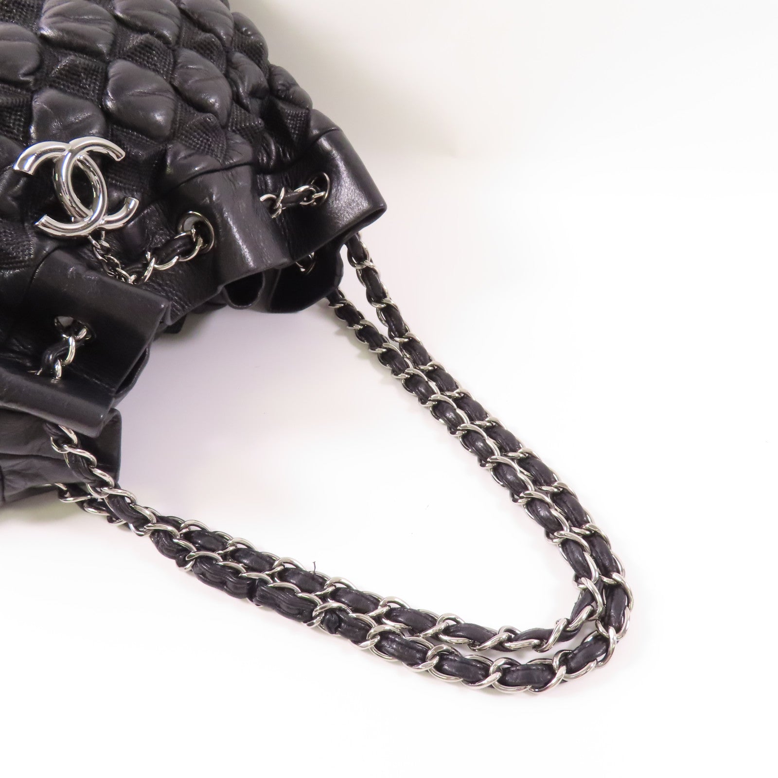 CHANEL 牛皮皮革Shoulder Bag銀扣肩背袋