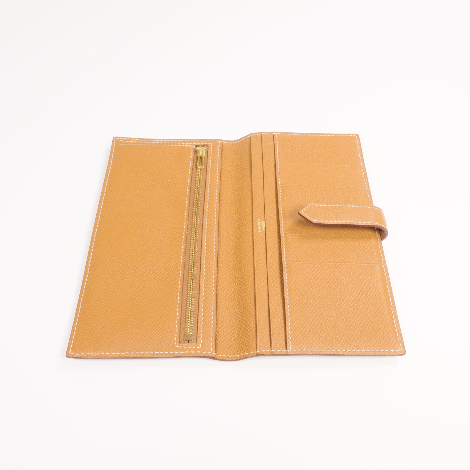 HERMES Epsom皮革Bearn Long Wallet金扣長錢包Gold