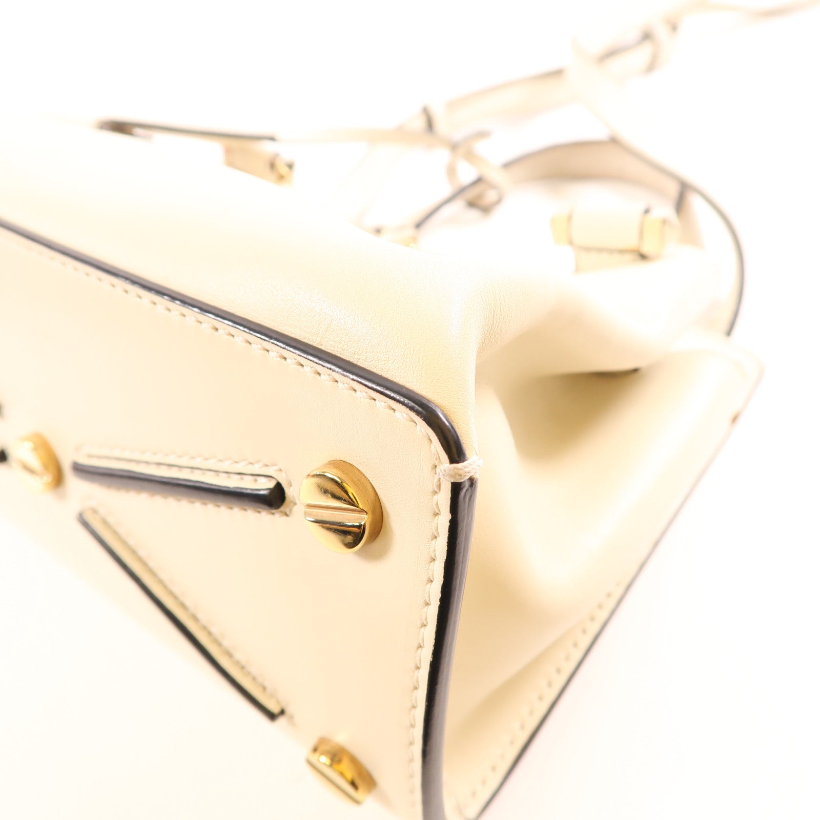 Valentino GHW Joylock Shoulder Bag 2Way Calfskin Leather White