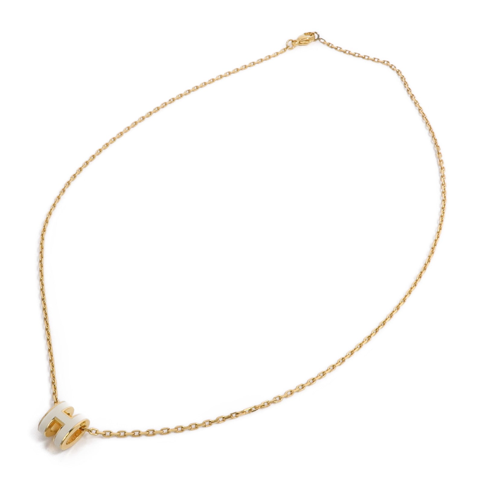 HERMES 金屬Mini Pop H Necklace項鍊Blanc