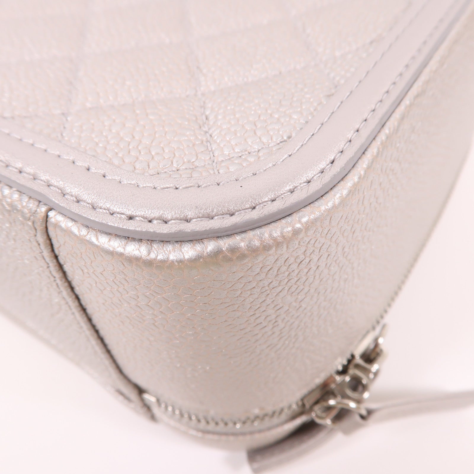 CHANEL SHW Vanity Case Chain 2 Way Bag Calfskin Leather Silver