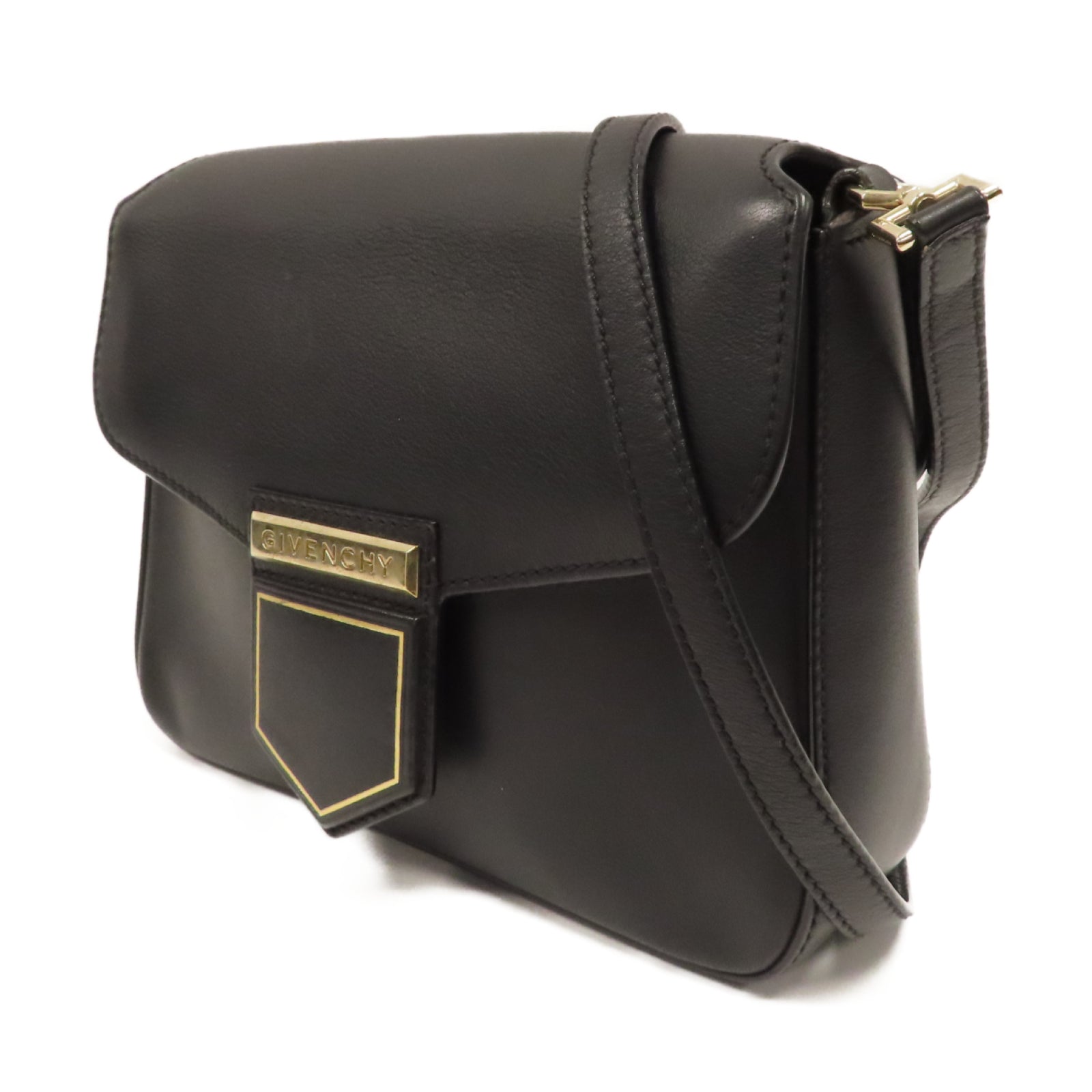 GIVENCHY 【激減優惠】牛皮皮革Shoulder Bag金扣肩背袋黑色