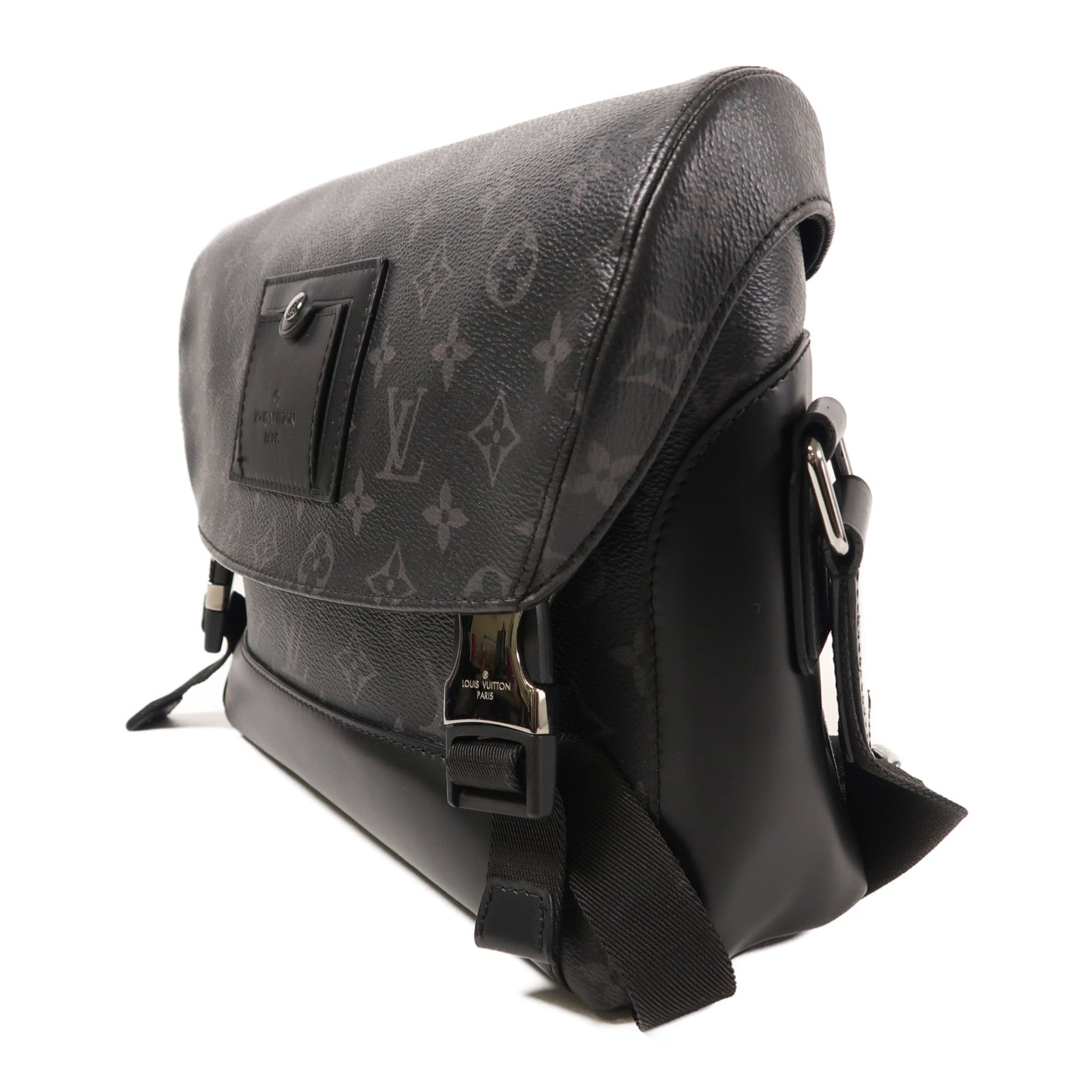 LOUIS VUITTON Monogram Eclipse Messenger PM Voyager銀扣肩背袋