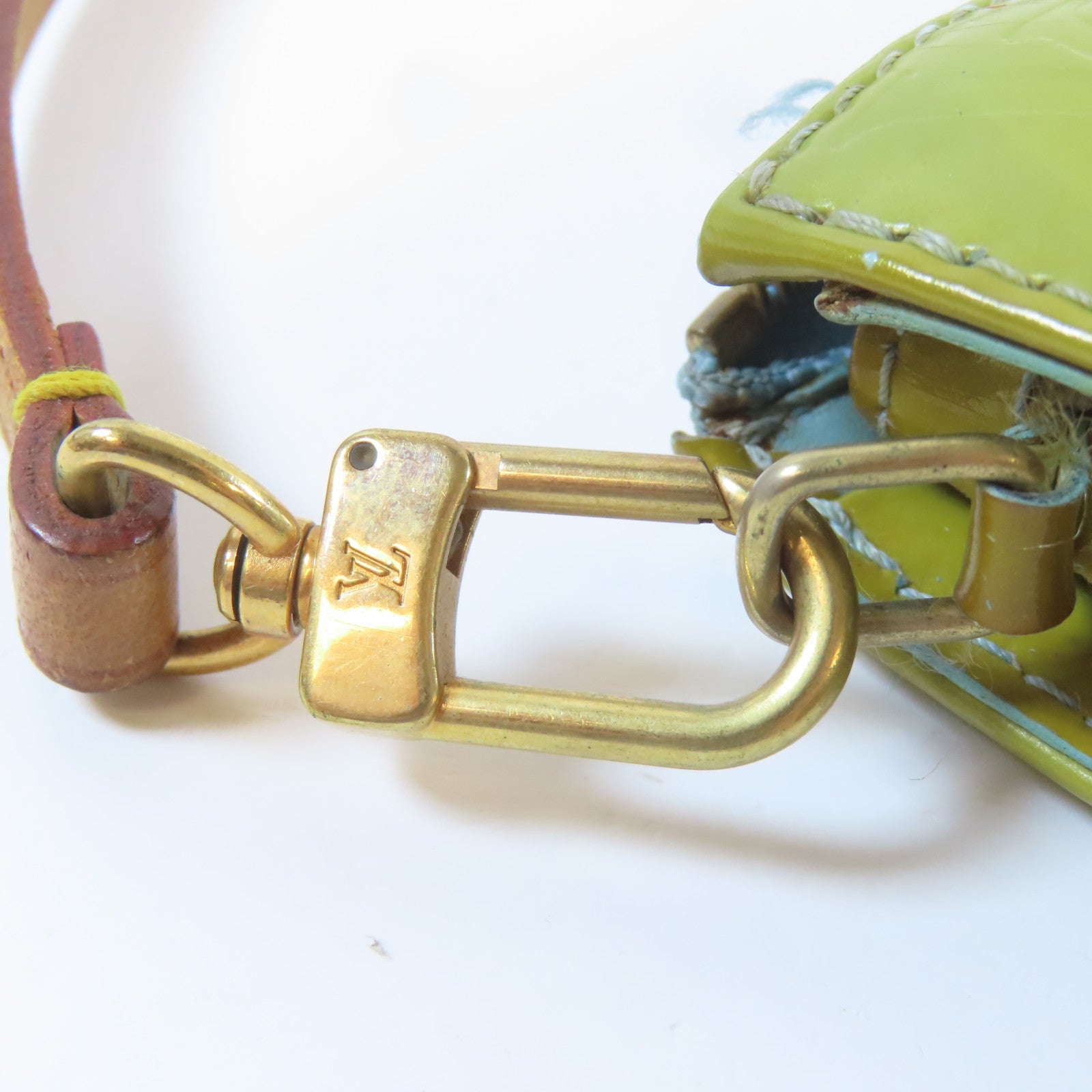 LOUIS VUITTON Monogram Vernis Pochette Accessories Tote Bag金扣手挽袋綠色