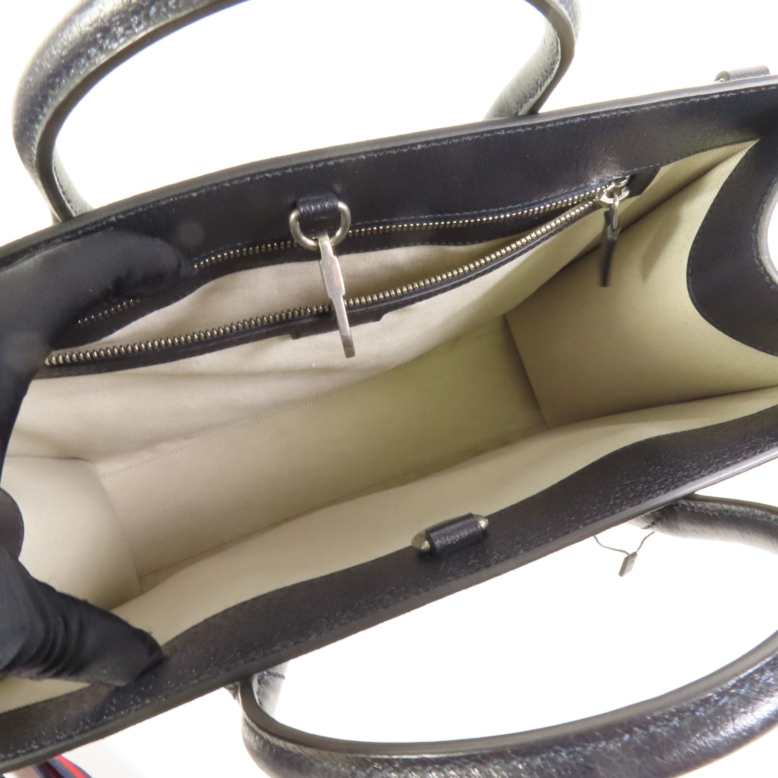 GUCCI 塗層帆布Interlocking G Medium Tote銀扣手挽肩背兩用袋