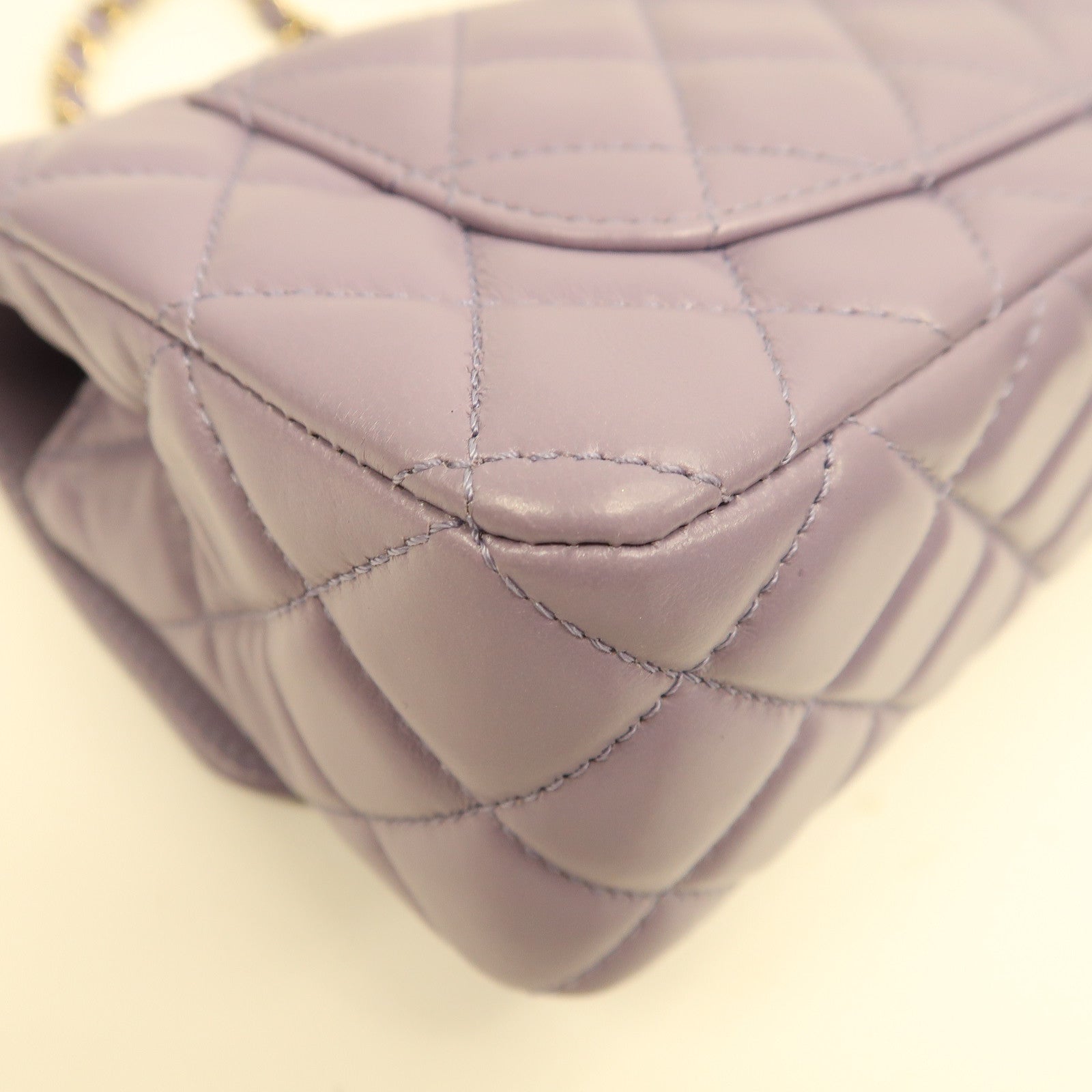 CHANEL 菱格羊皮皮革Mini Flap with Top Handle金扣手挽肩背兩用袋紫色