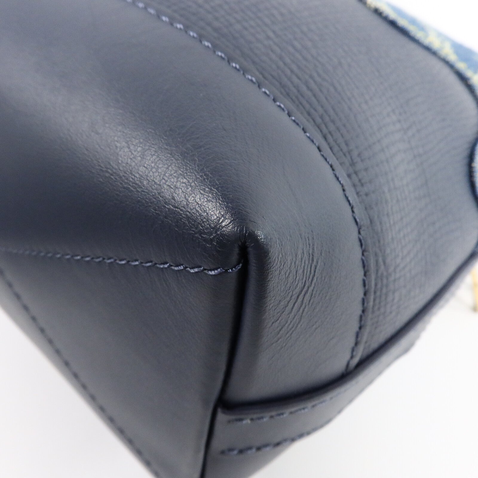LOUIS VUITTON Monogram Denim/Taurillon Japanese Cruiser手挽肩背兩用袋