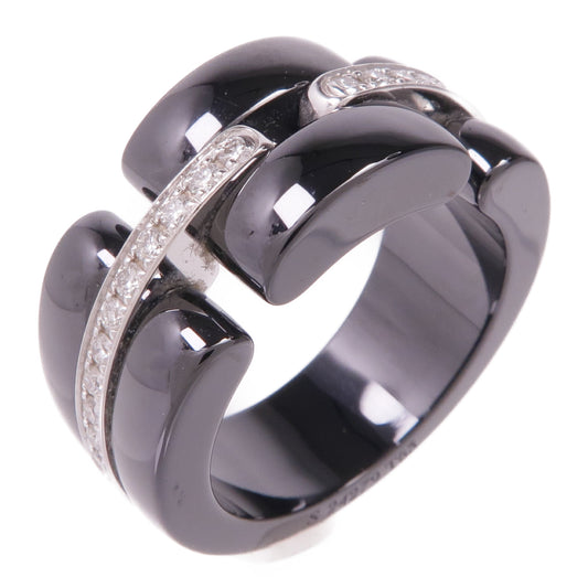 CHANEL 18K白金/陶瓷Ultra Ring鑽石戒指US#6.25