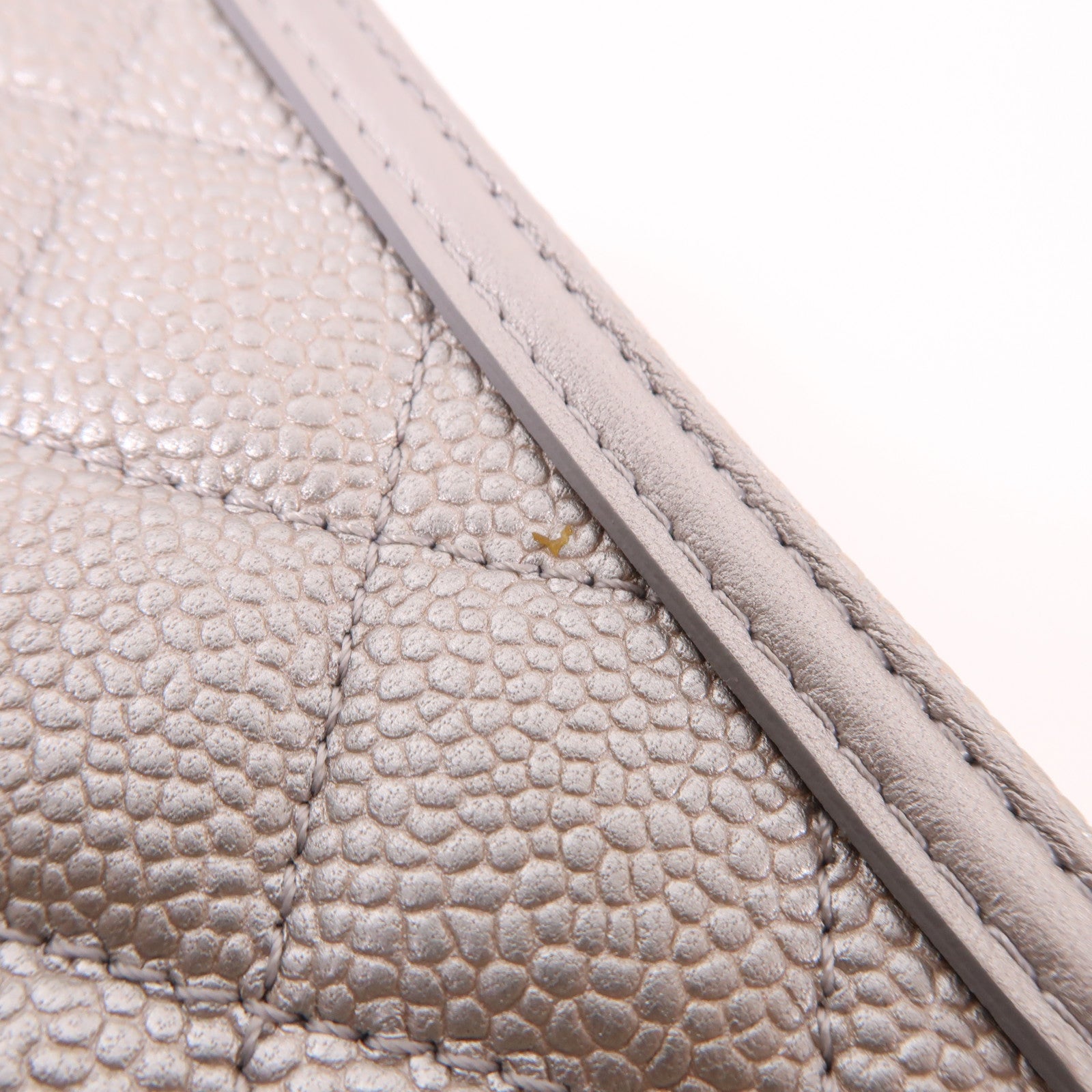 CHANEL SHW Vanity Case Chain 2 Way Bag Calfskin Leather Silver