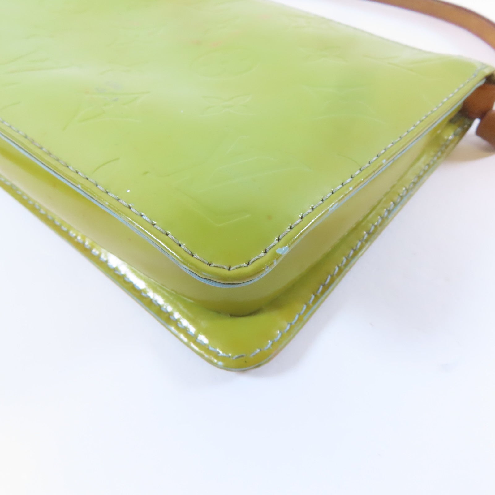 LOUIS VUITTON Monogram Vernis Pochette Accessories Tote Bag金扣手挽袋綠色