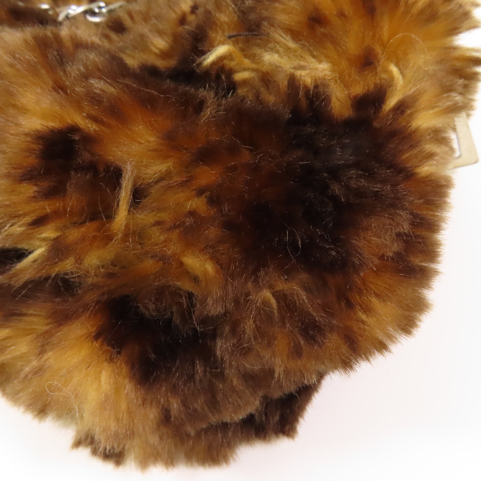 PRADA 合成毛皮Shoulder Bag銀扣鏈帶肩背袋