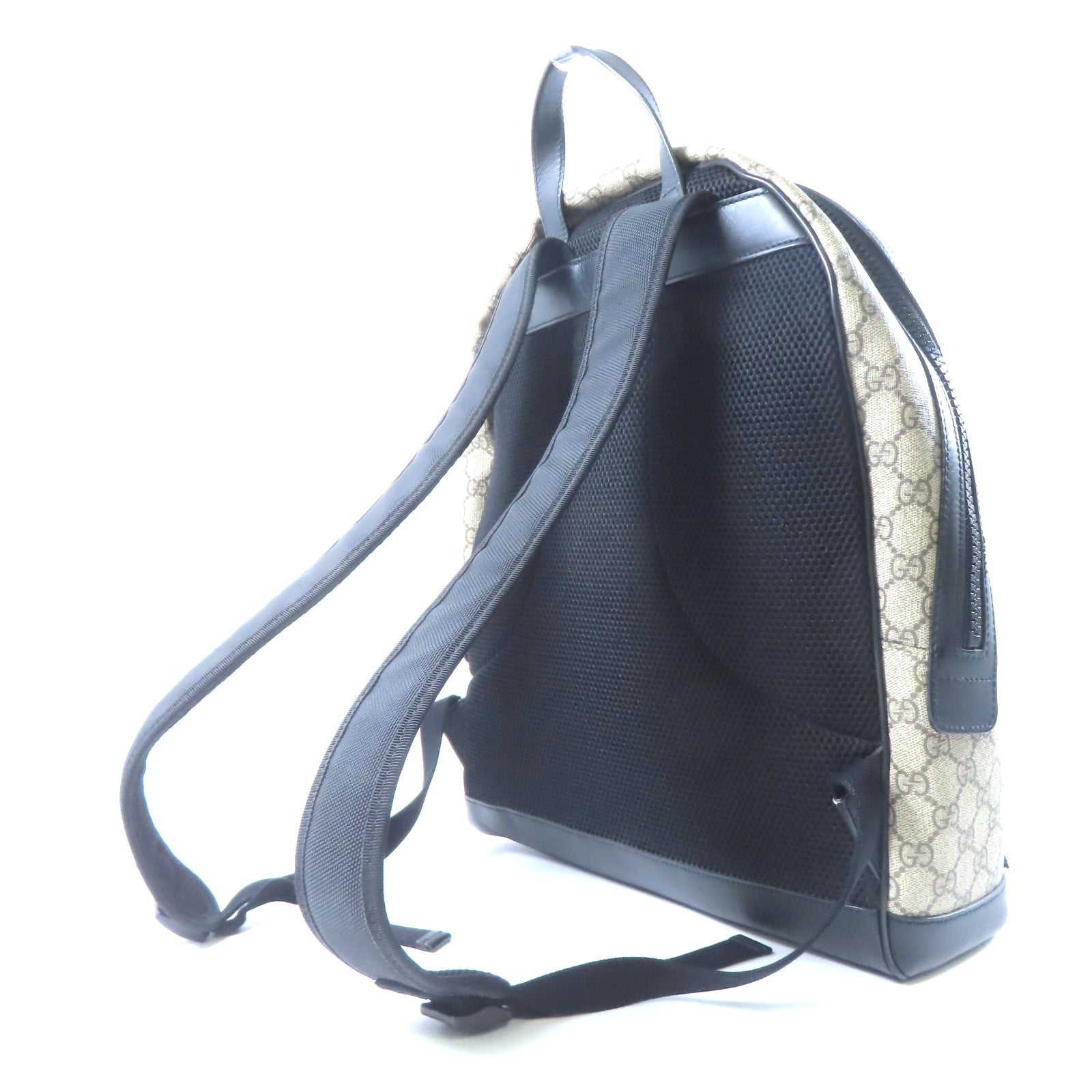 GUCCI 塗層帆布Backpack銀扣背包棕色