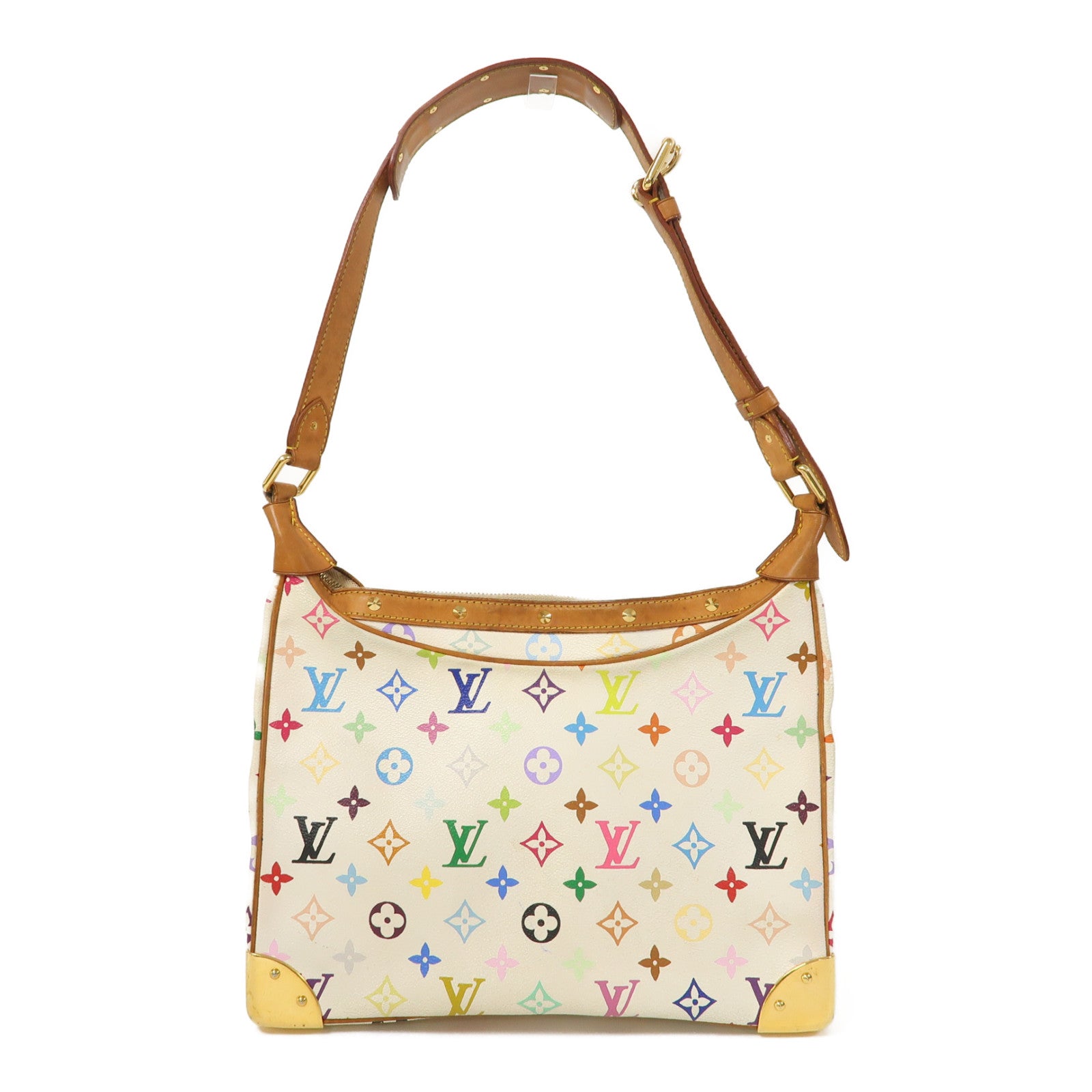 LOUIS VUITTON Monogram Multicolore Boulogne金扣肩背袋白色