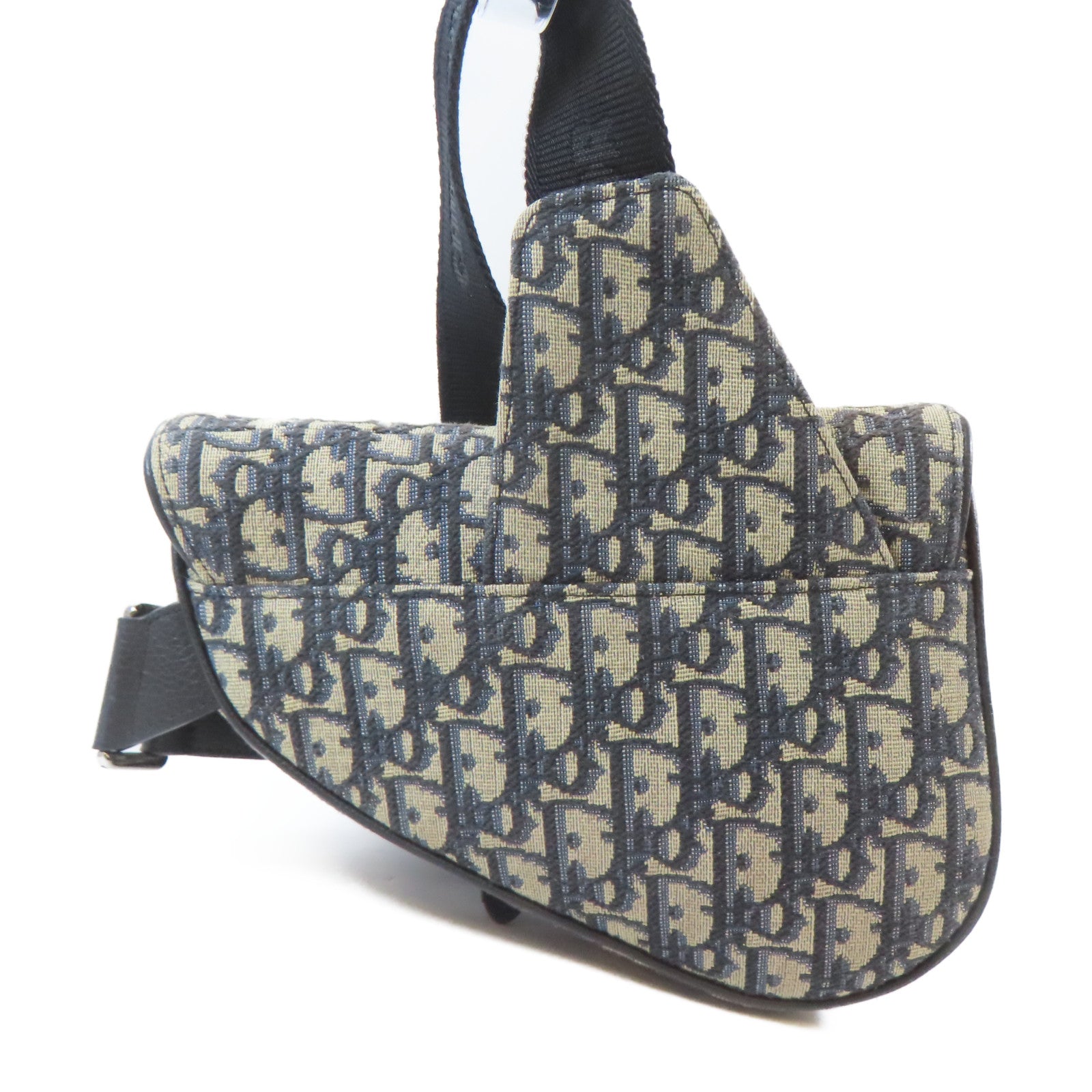 Dior 【激減優惠】帆布Saddle Oblique Jacquard銀扣肩背袋淺褐色/藍色