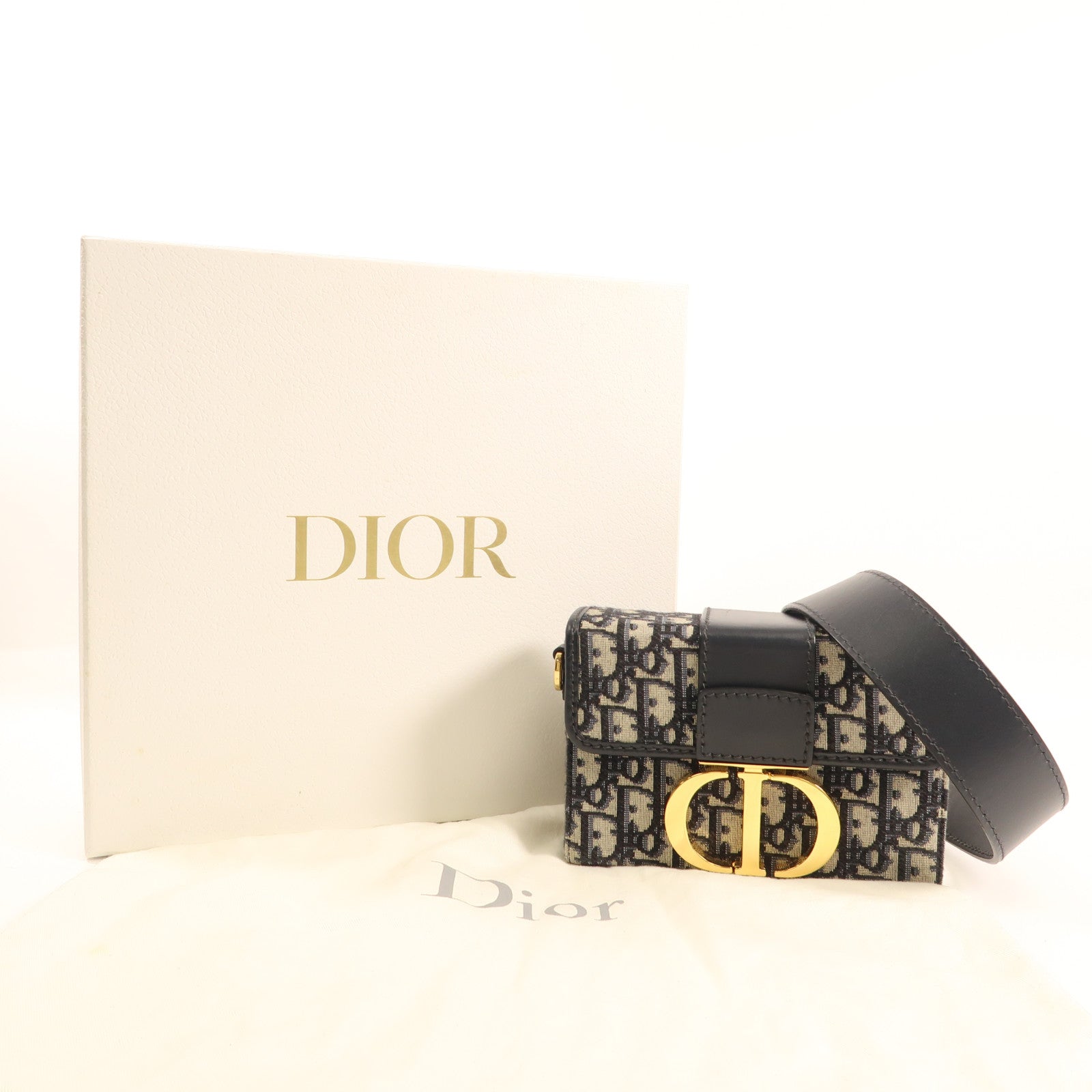 Dior 帆布/牛皮皮革Montaigne 30金扣肩背袋
