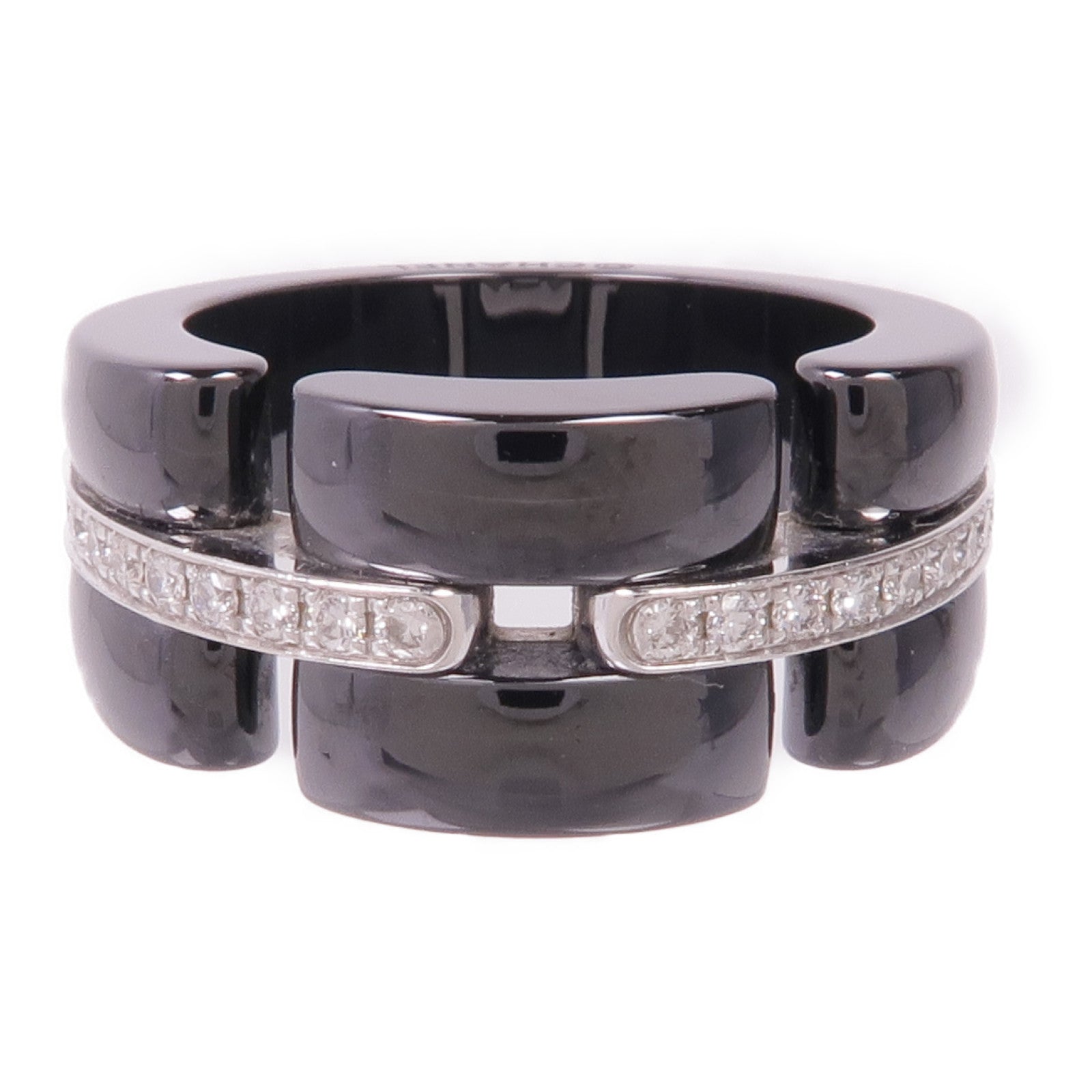 CHANEL 18K白金/陶瓷Ultra Ring鑽石戒指US#6.25