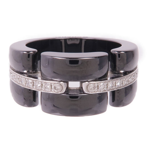 CHANEL 18K白金/陶瓷Ultra Ring鑽石戒指US#6.25