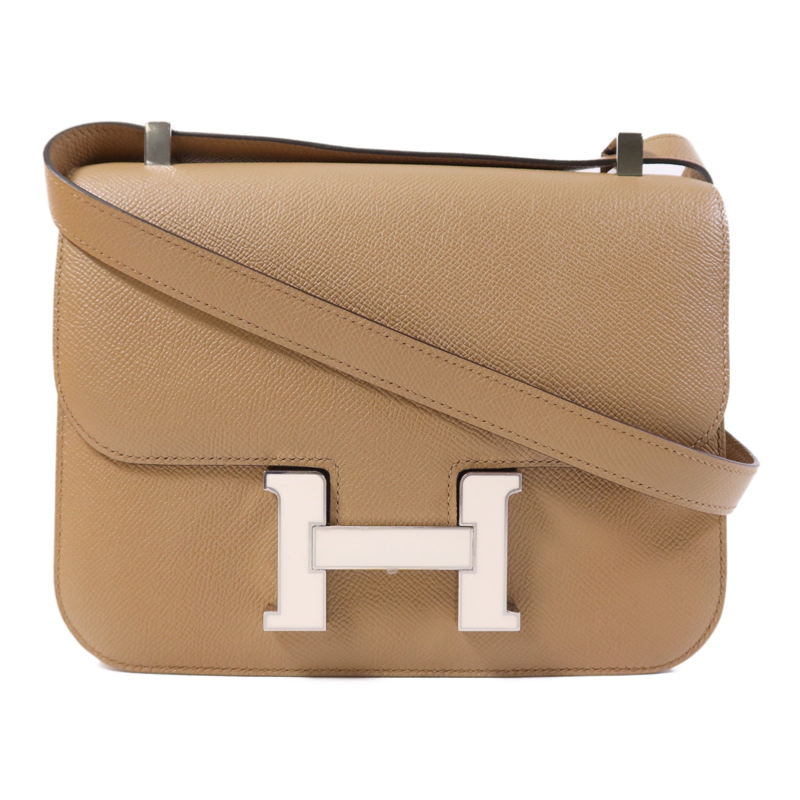 HERMES Epsom皮革Constance 24銀扣肩背袋Chai