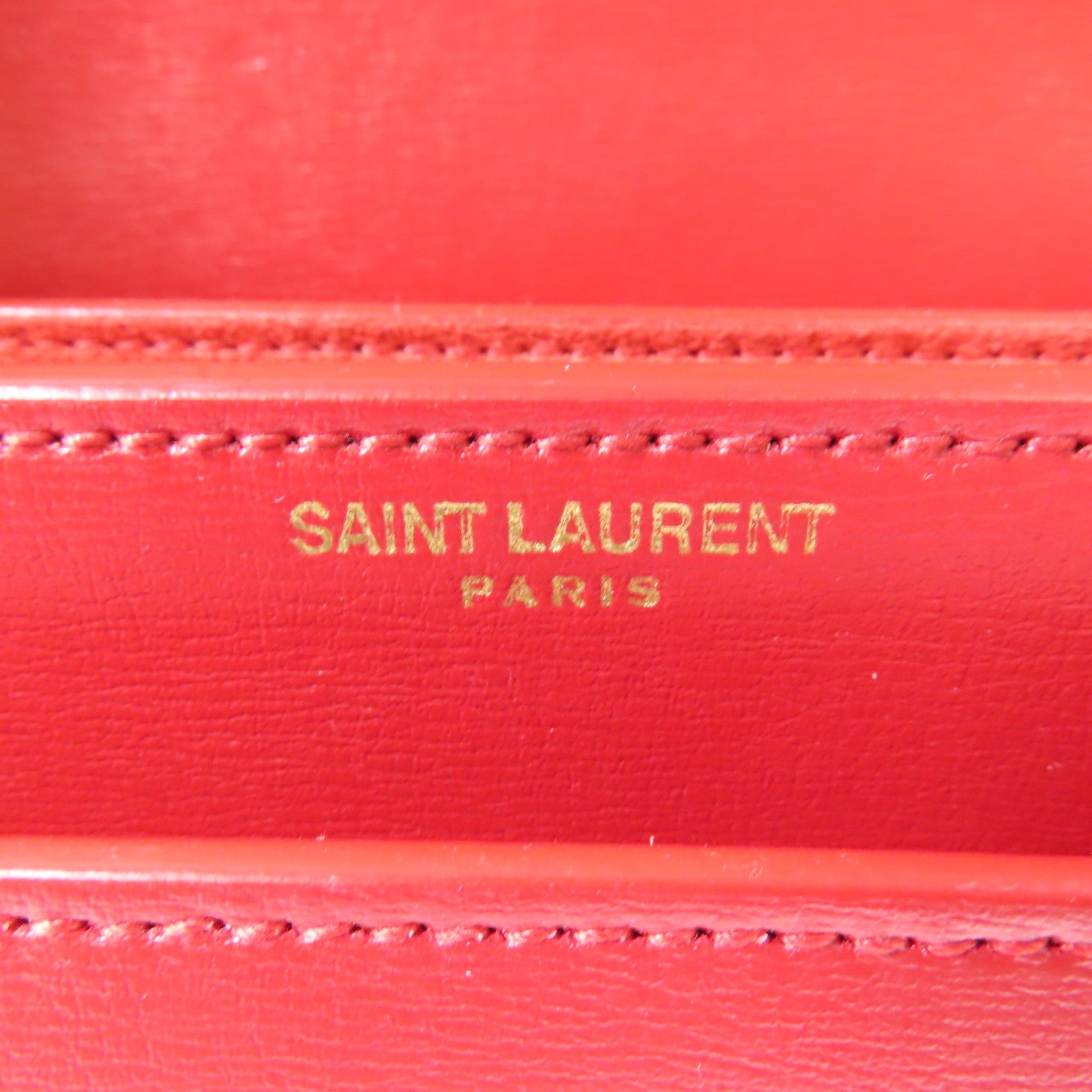 SAINT LAURENT 牛皮皮革Chain Shoulder金扣鏈帶肩背袋紅色