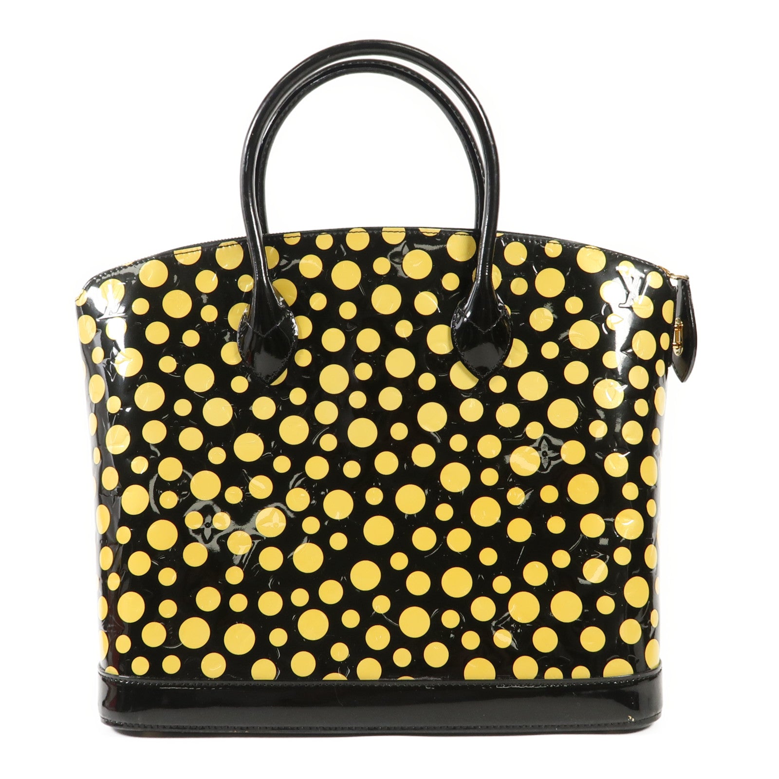 LOUIS VUITTON Vernis皮革Lockit MM Yayoi Kusama金扣手挽袋