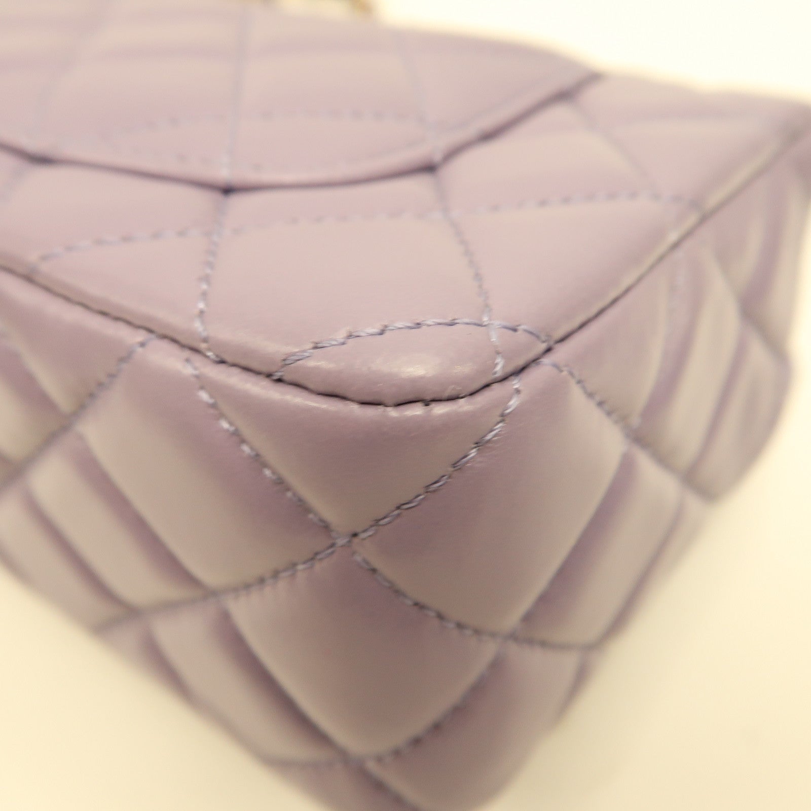 CHANEL 菱格羊皮皮革Mini Flap with Top Handle金扣手挽肩背兩用袋紫色