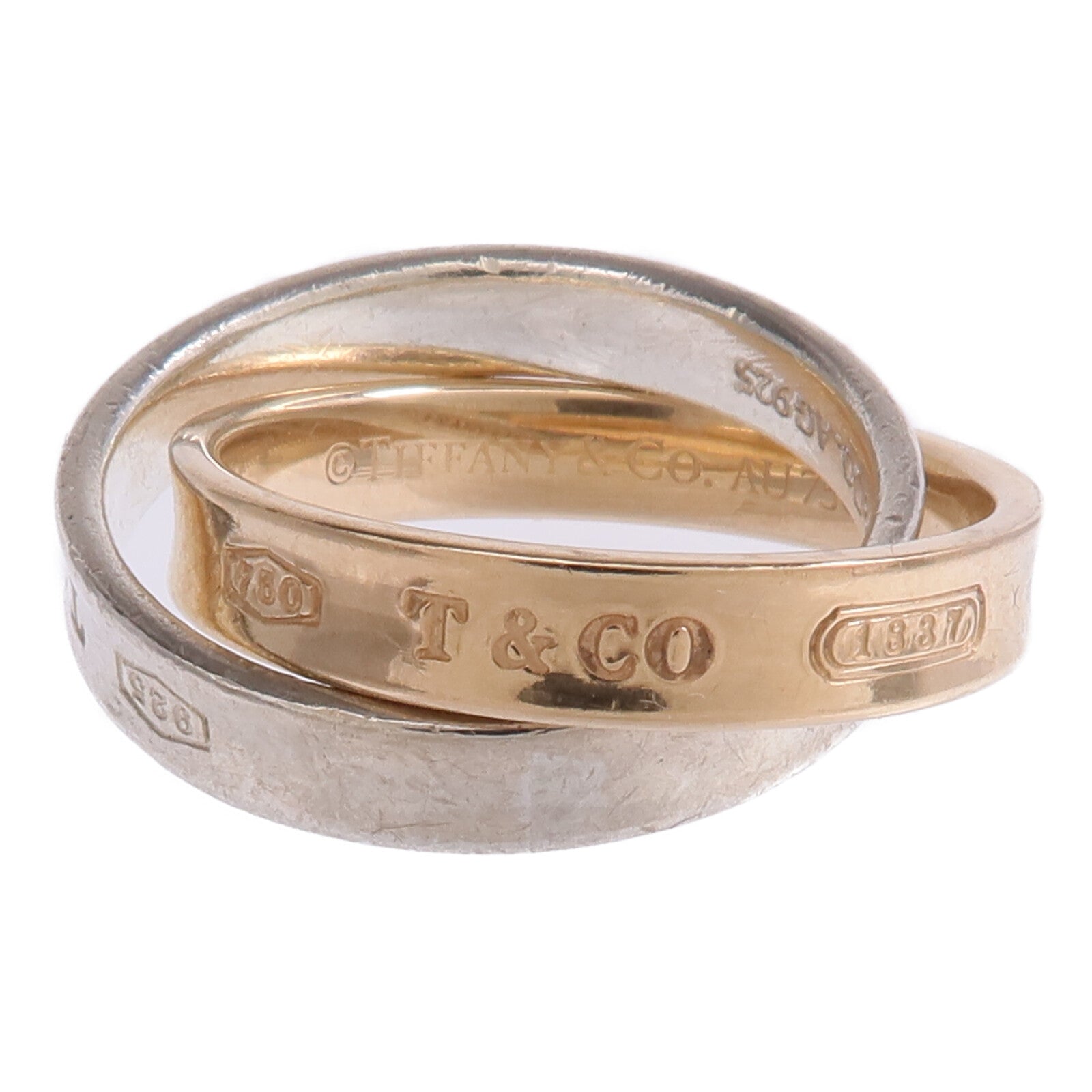 TIFFANY＆CO 18K玫瑰金/925純銀1837 Interlocking Circles Ring戒指US#4.75