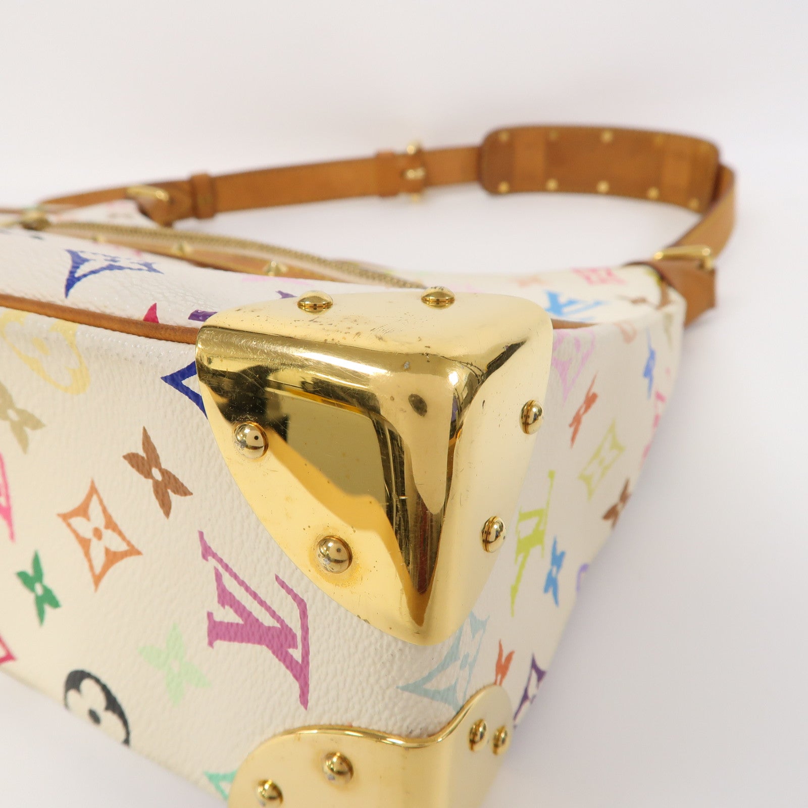 LOUIS VUITTON Monogram Multicolore Boulogne金扣肩背袋白色