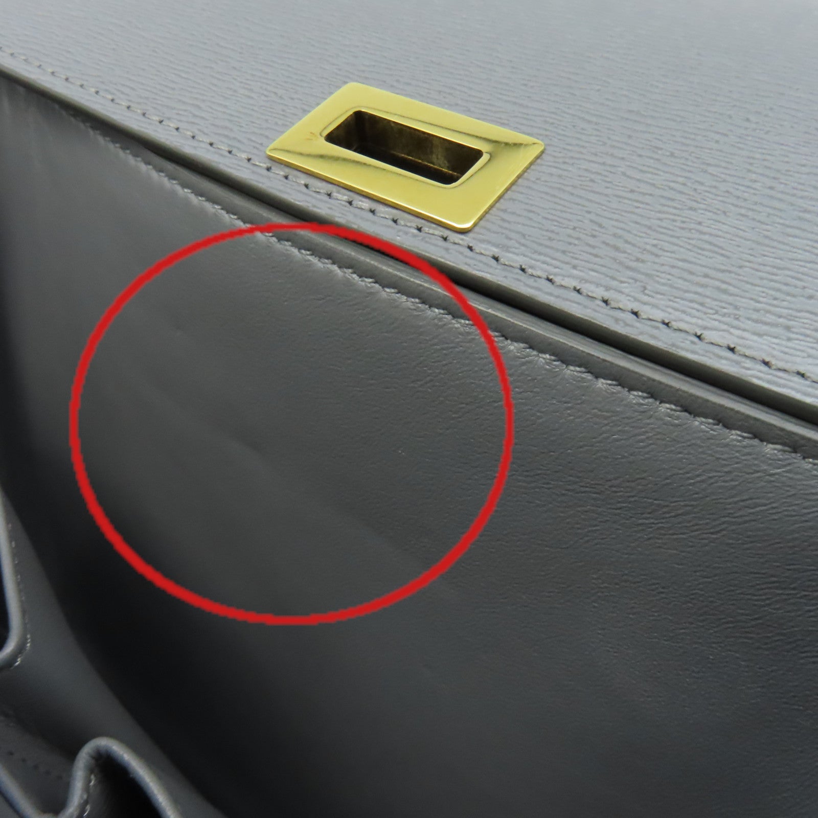 CELINE 牛皮皮革Classic Box Shoulder Bag金扣肩背袋灰色