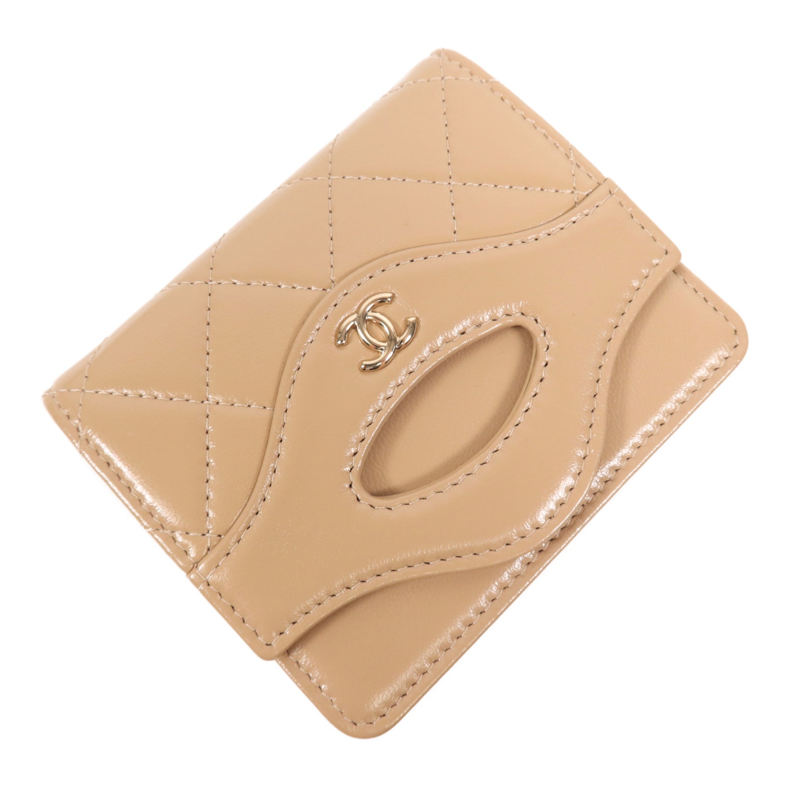 CHANEL 牛皮皮革Wallet Card Holder金扣錢包