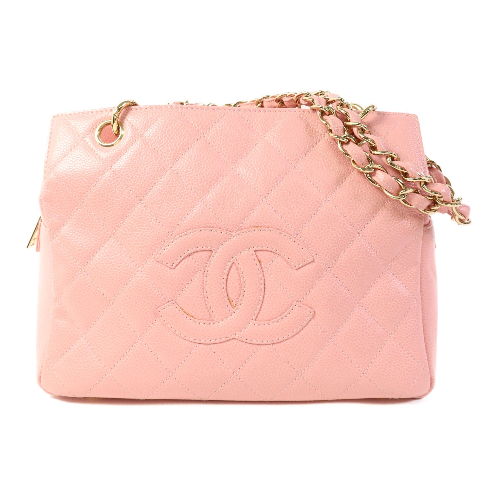 CHANEL 牛皮皮革Petite Timeless Tote Bag金扣鏈帶肩背袋