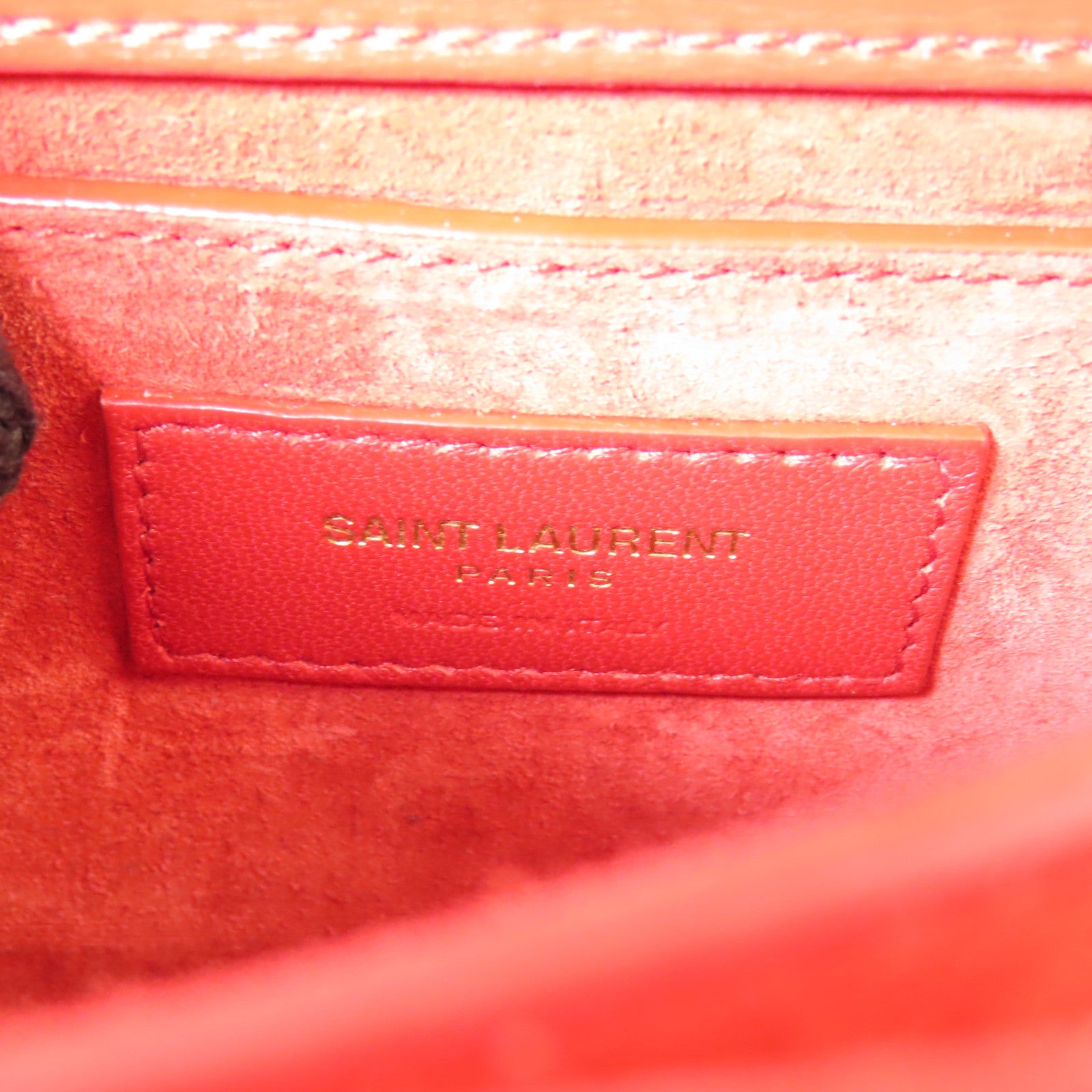 SAINT LAURENT 牛皮皮革Chain Shoulder金扣鏈帶肩背袋紅色